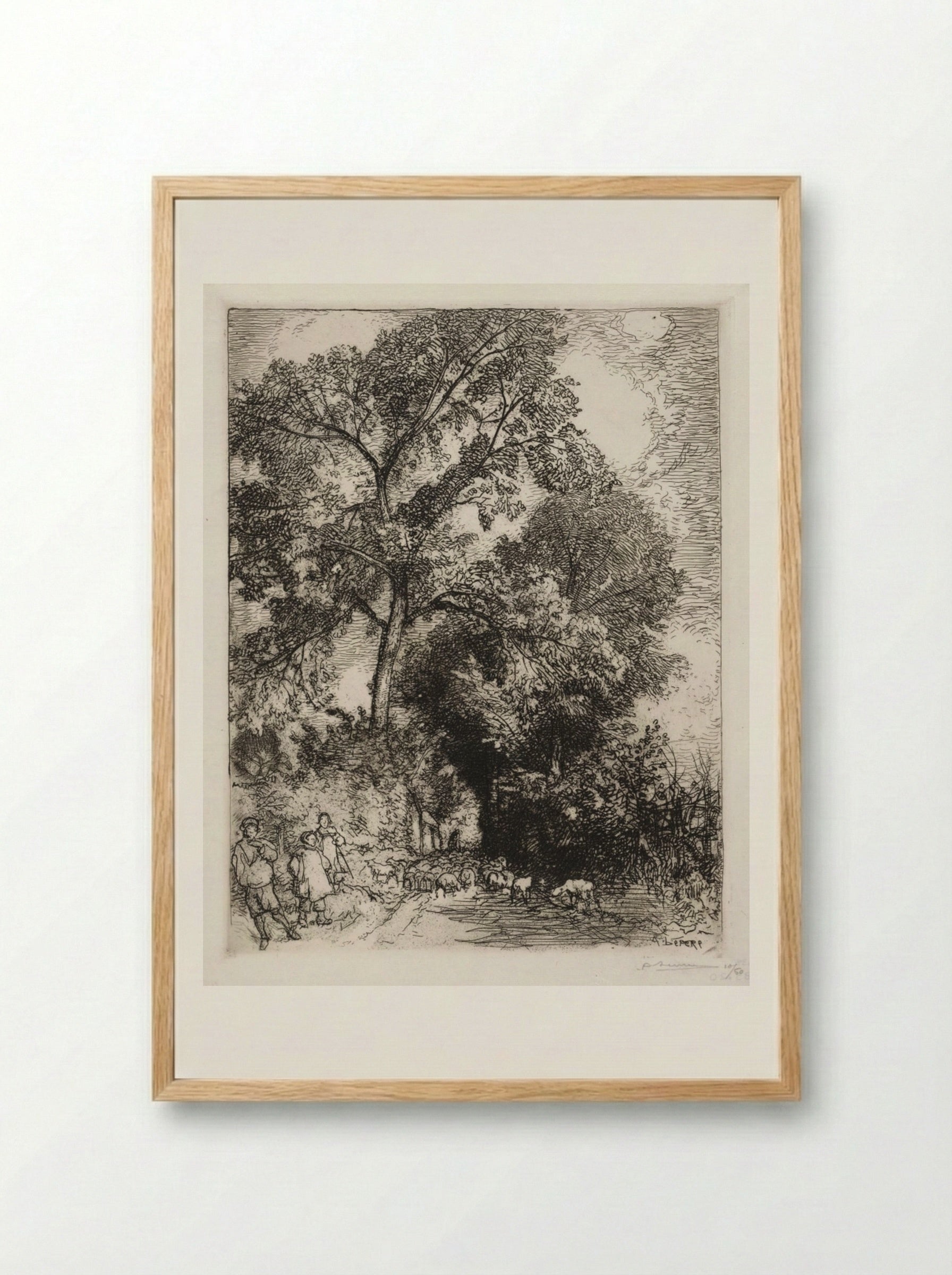Le Retour du Troupeau, Crèvecoeur - Auguste Louis Lepère - Framed Print Wood