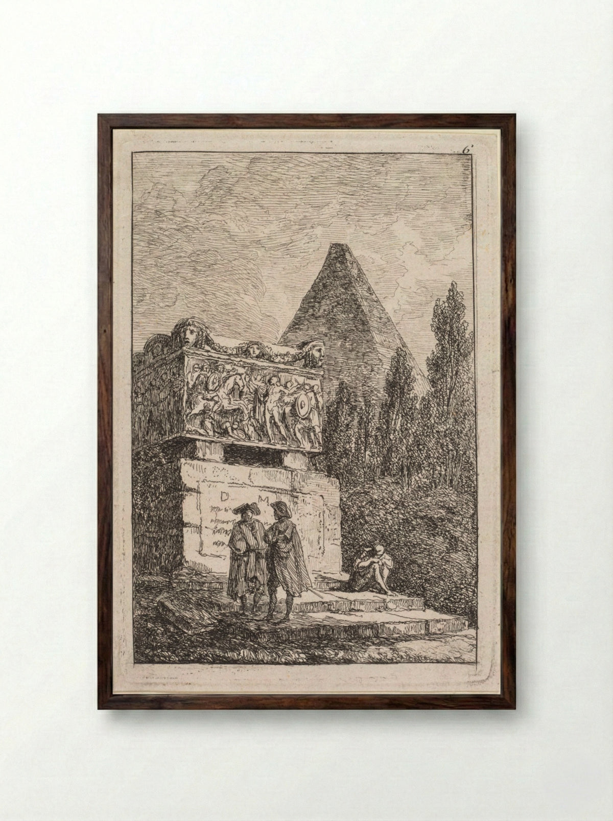 Le Sarcophage - Hubert Robert - Framed Print Dark Wood