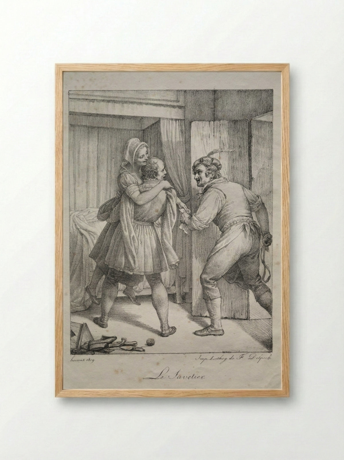 Le Savetier (The Cobbler) - Louis Hersent - Framed Print Wood