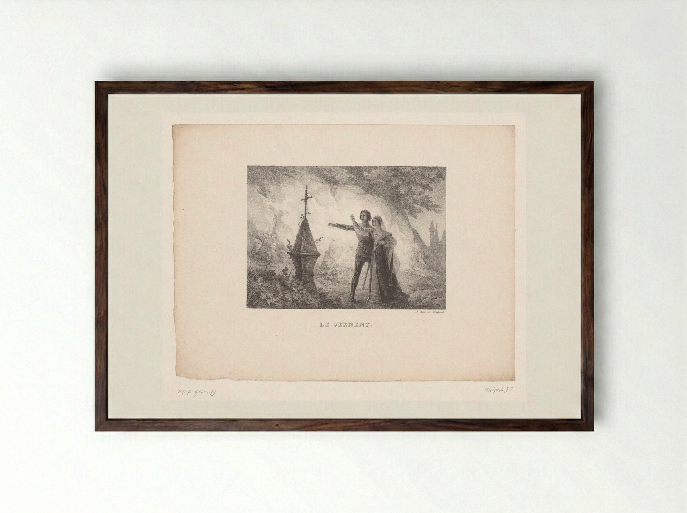 Le Serment - Horace Vernet - Framed Print Dark Wood