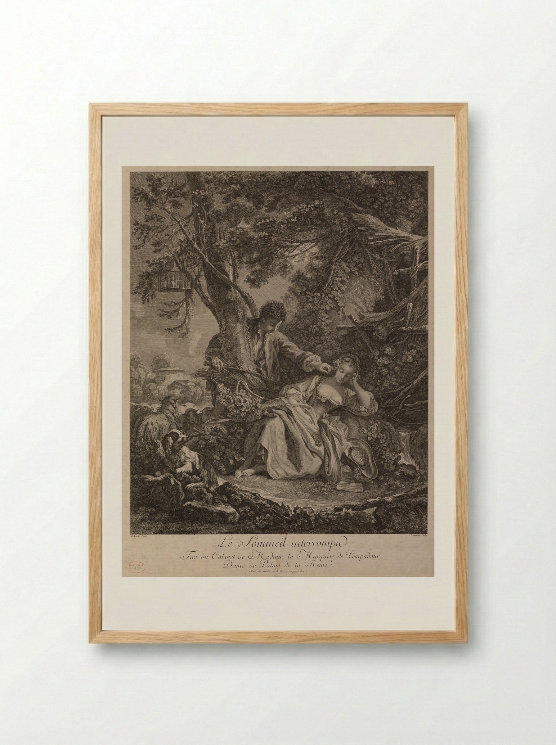 Le Sommeil interrompu - François Boucher - Framed Print Wood