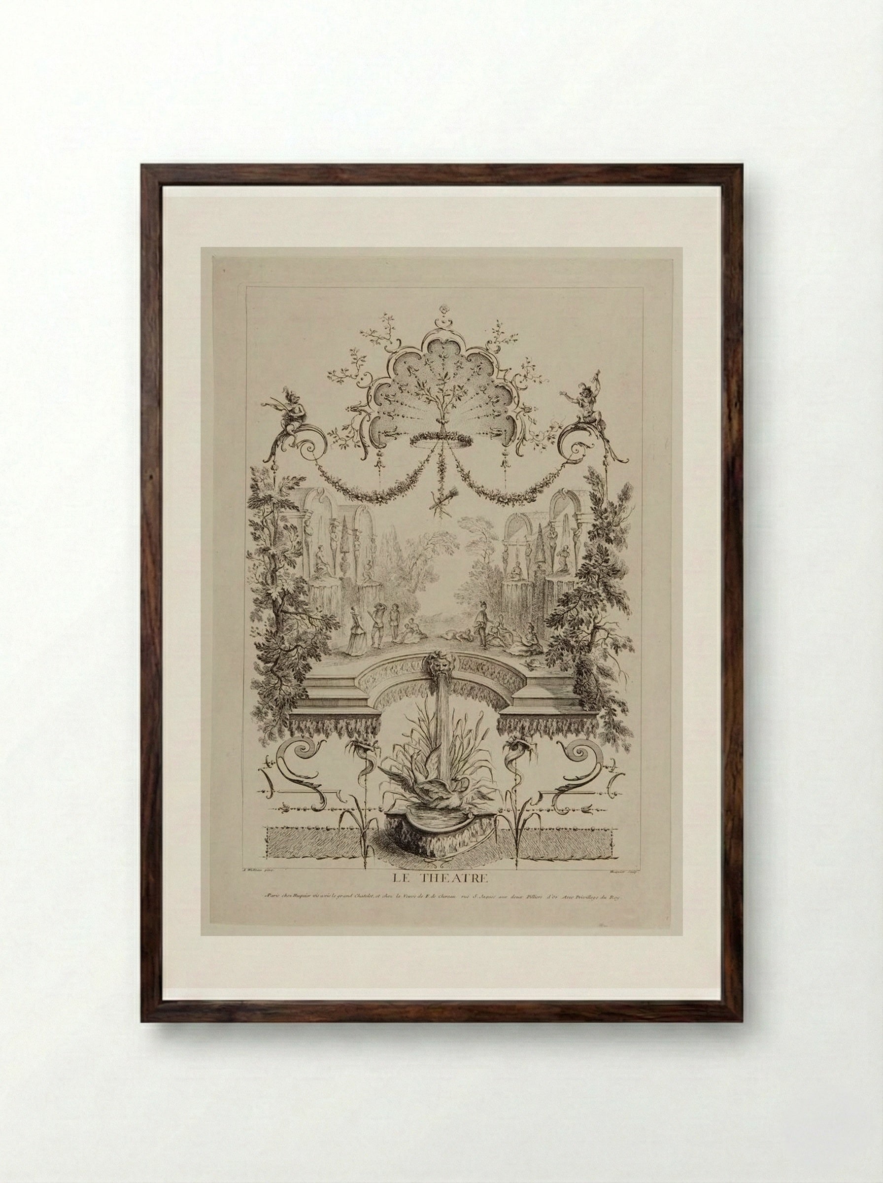 Le Théâtre - Gabriel Huquier - Framed Print Dark Wood