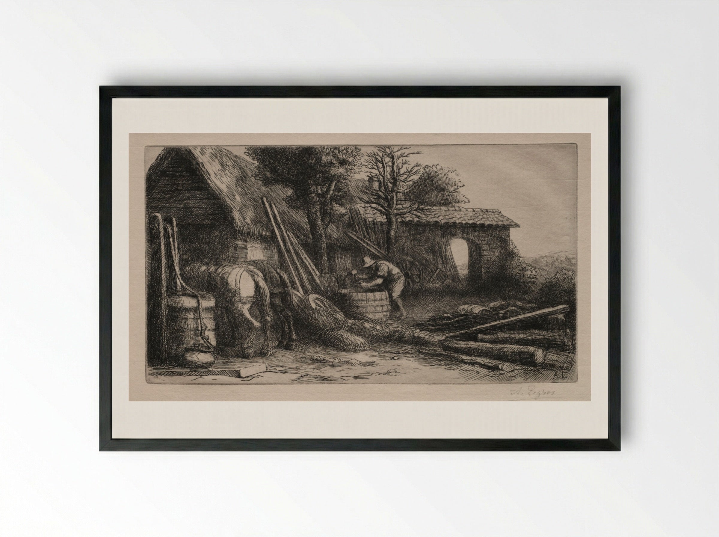 Le Tonnelier - Alphonse Legros - Framed Print Black