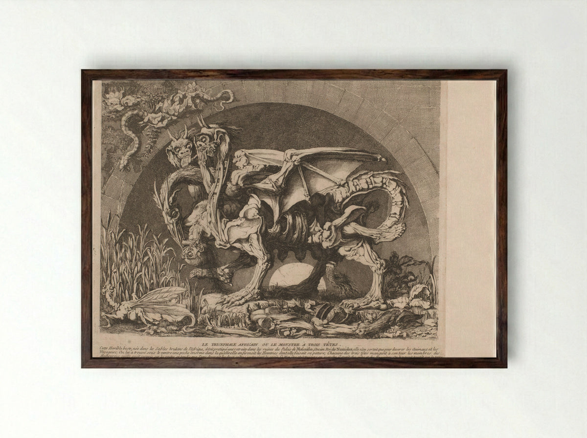 Le Tricephale Africain - Louis Jean Desprez - Framed Print Dark Wood
