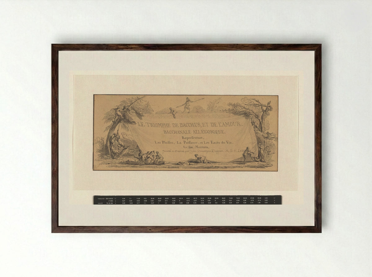 Le Triomphe de Bacchus, et de l'Amour - Jean Démosthène Dugourc - Framed Print Dark Wood