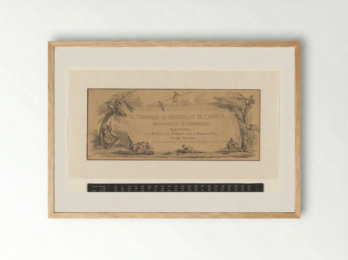 Le Triomphe de Bacchus, et de l'Amour - Jean Démosthène Dugourc - Framed Print Wood