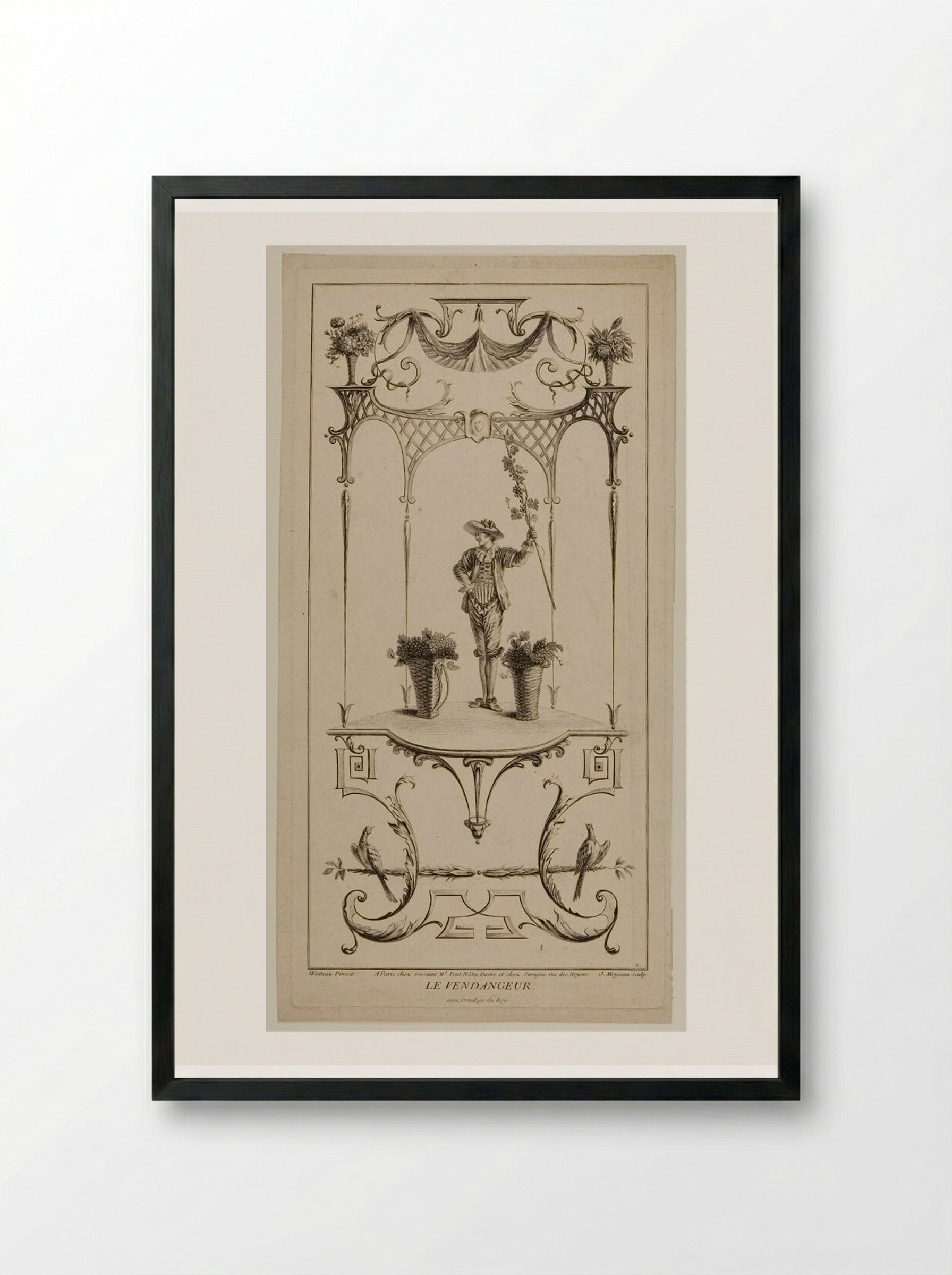Le Vendangeur - Jean Moyreau - Framed Print Black