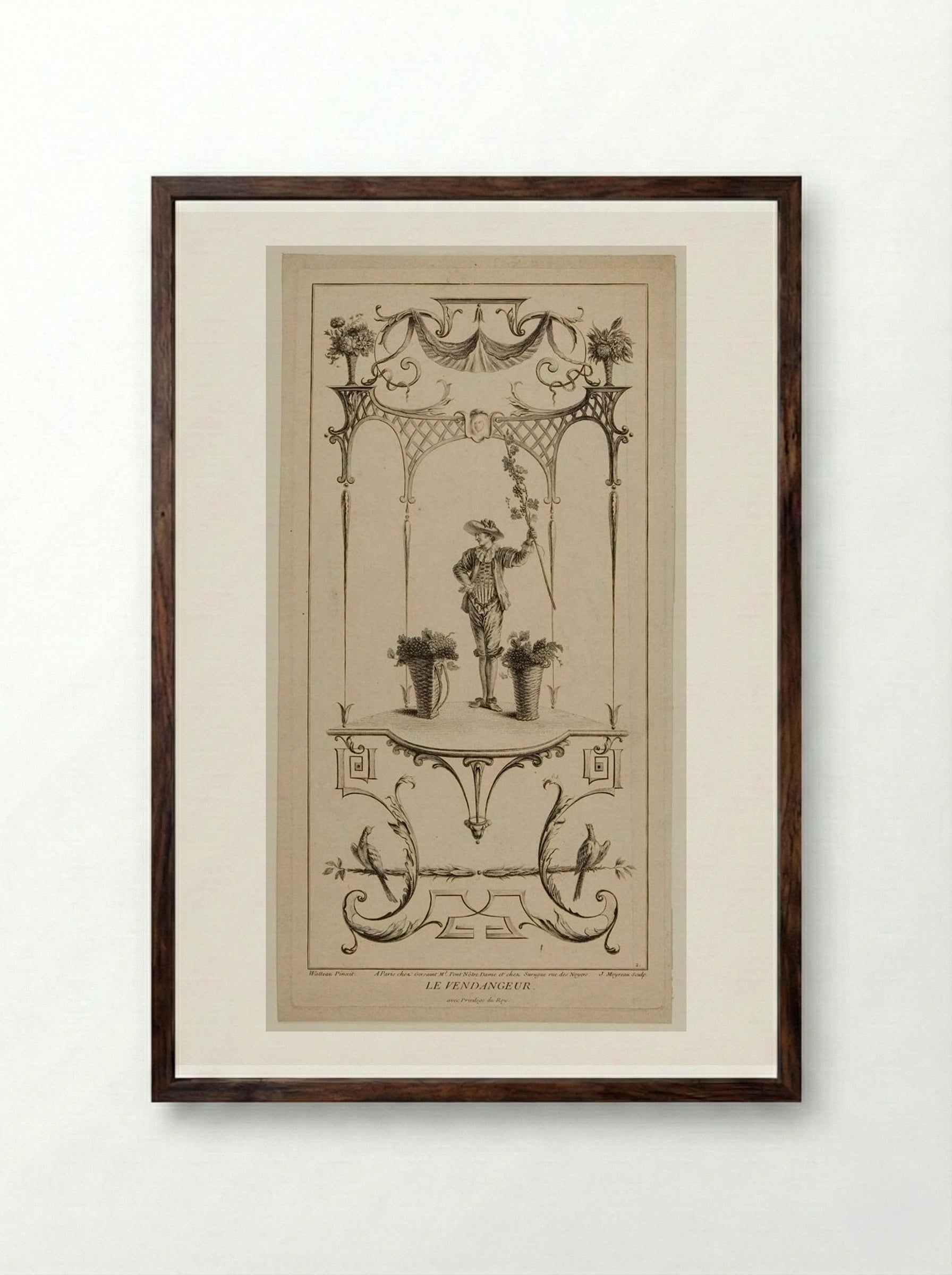 Le Vendangeur - Jean Moyreau - Framed Print Dark Wood