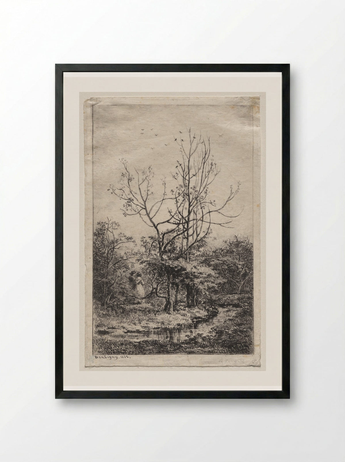 Le Verger - Charles François Daubigny - Framed Print Black