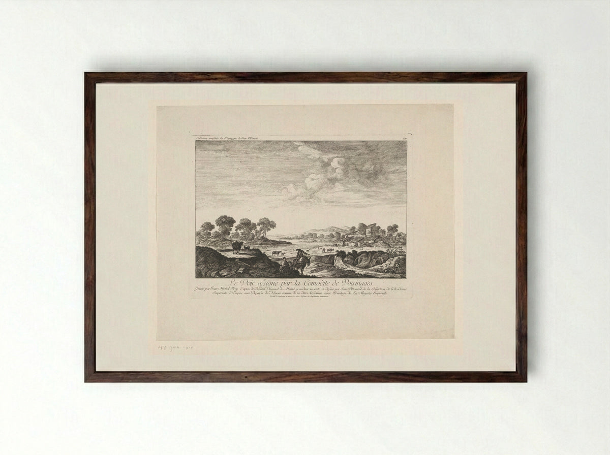 Le Voir assigne par la Comodite de Voisinages - Johann Michael Frey - Framed Print Dark Wood