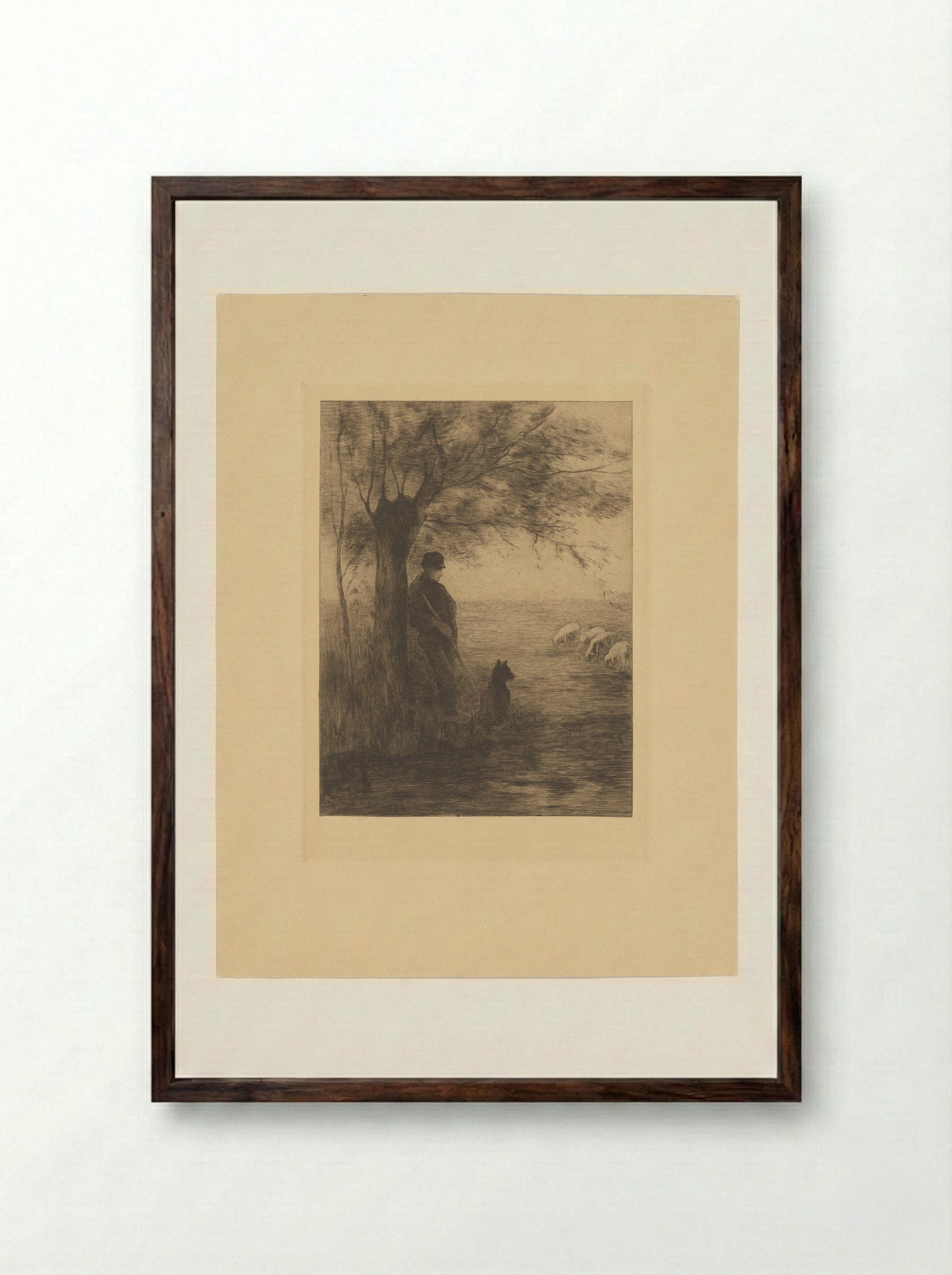 Le berger (The Shepherd) - Philip Zilcken - Framed Print Dark Wood