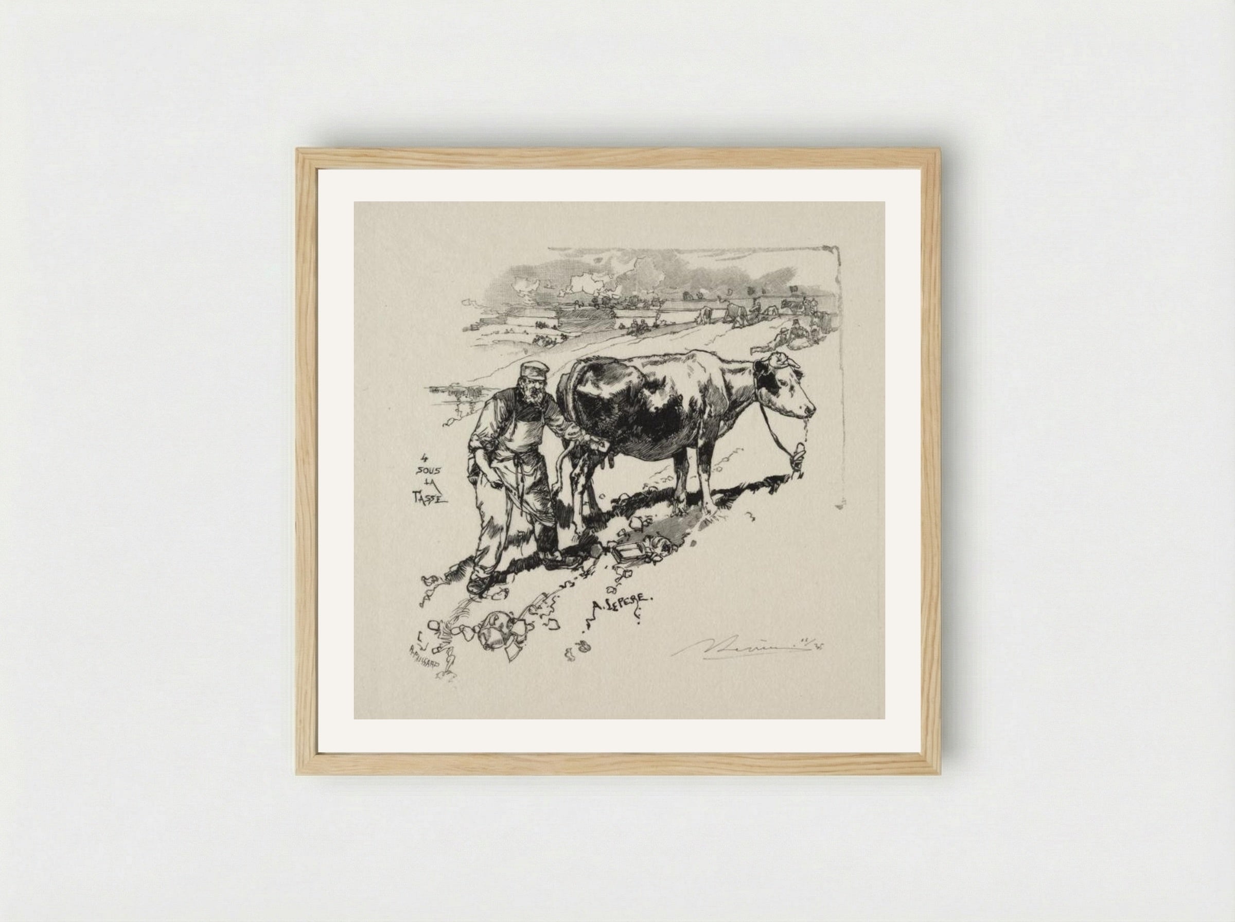 Le marchand de lait - Auguste Louis Lepère - Framed Print Wood