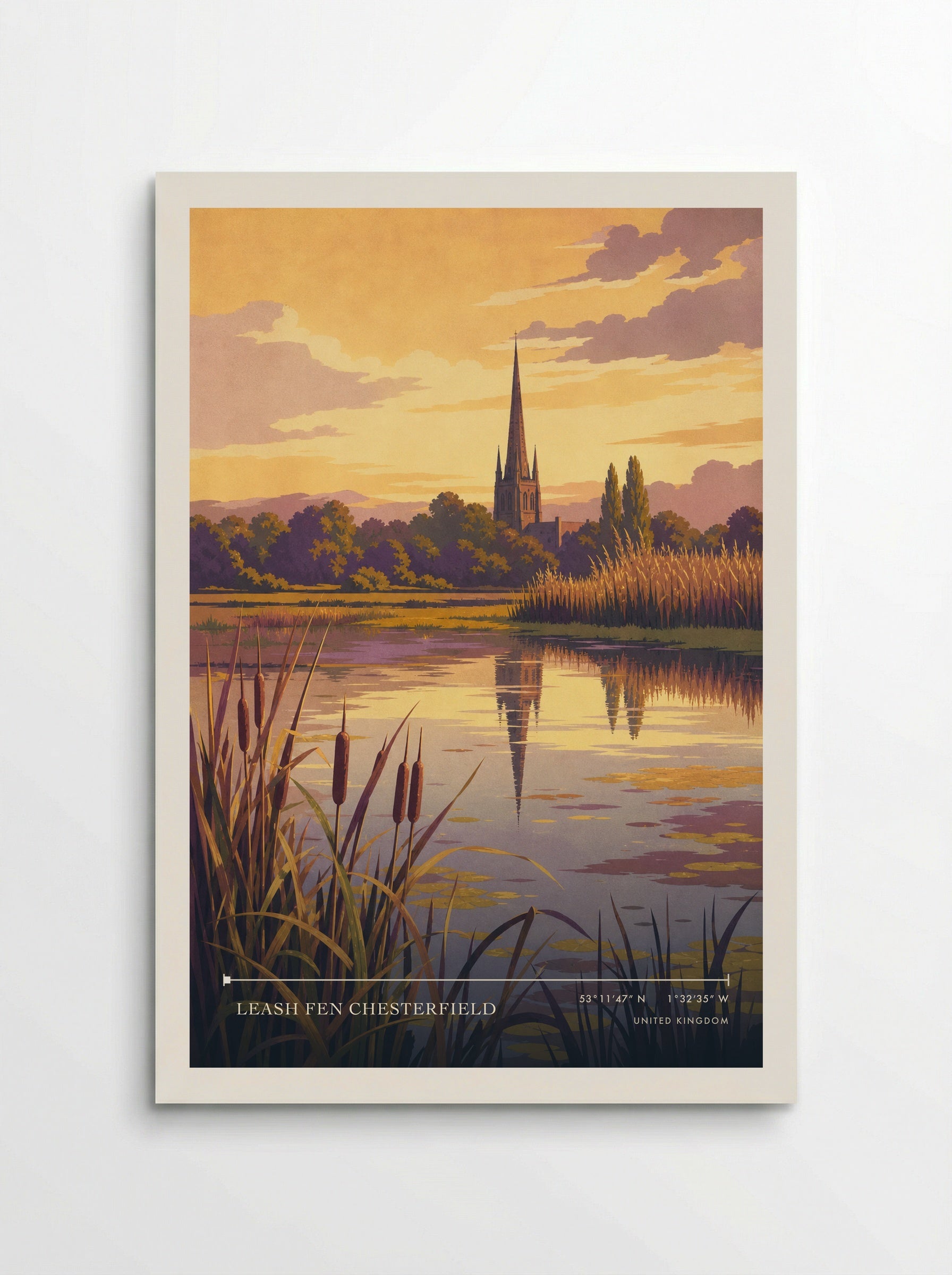 Leash Fen Chesterfield United Kingdom Travel Poster - Poster