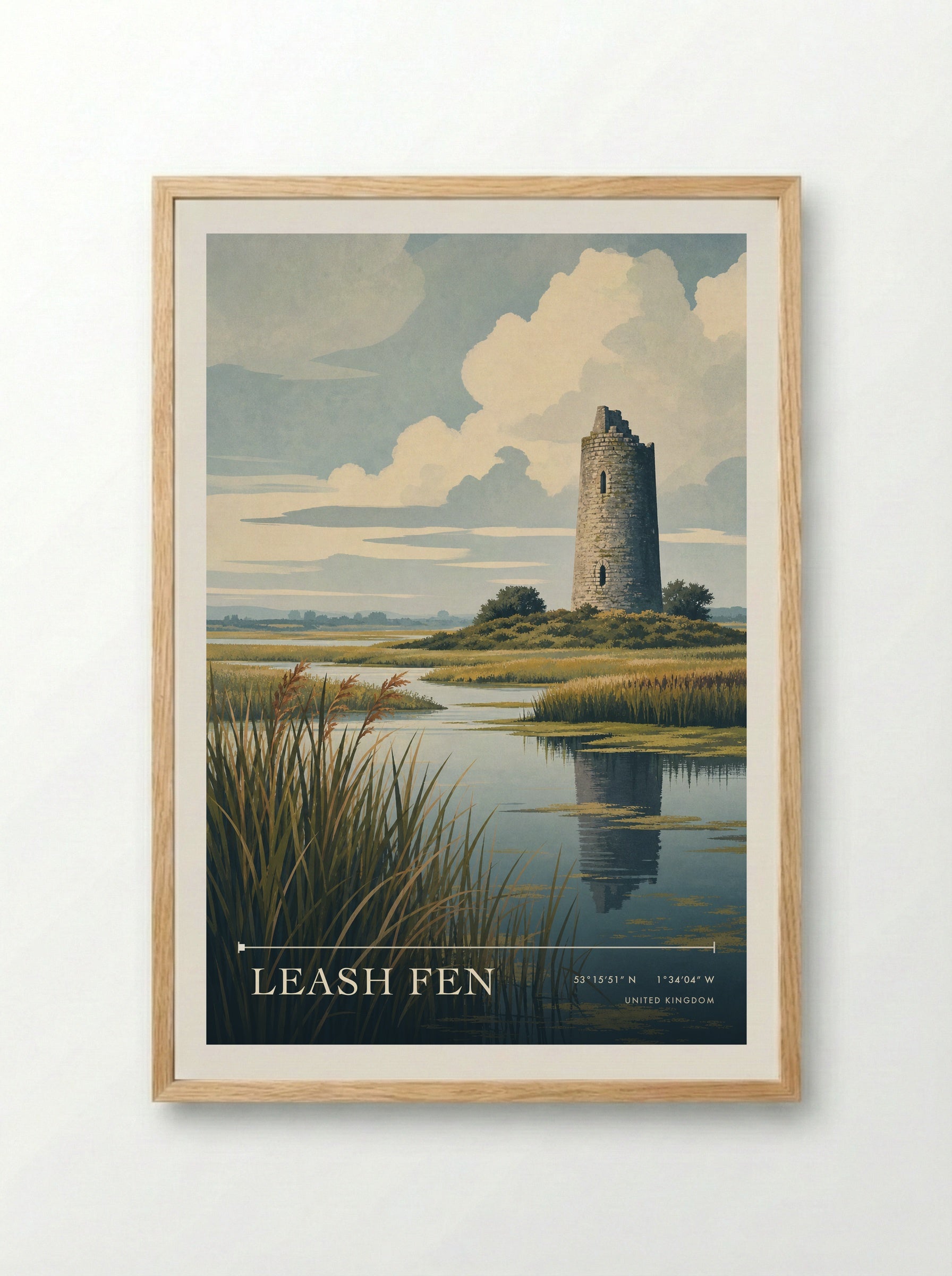 Leash Fen United Kingdom Travel Poster - Framed Print Wood