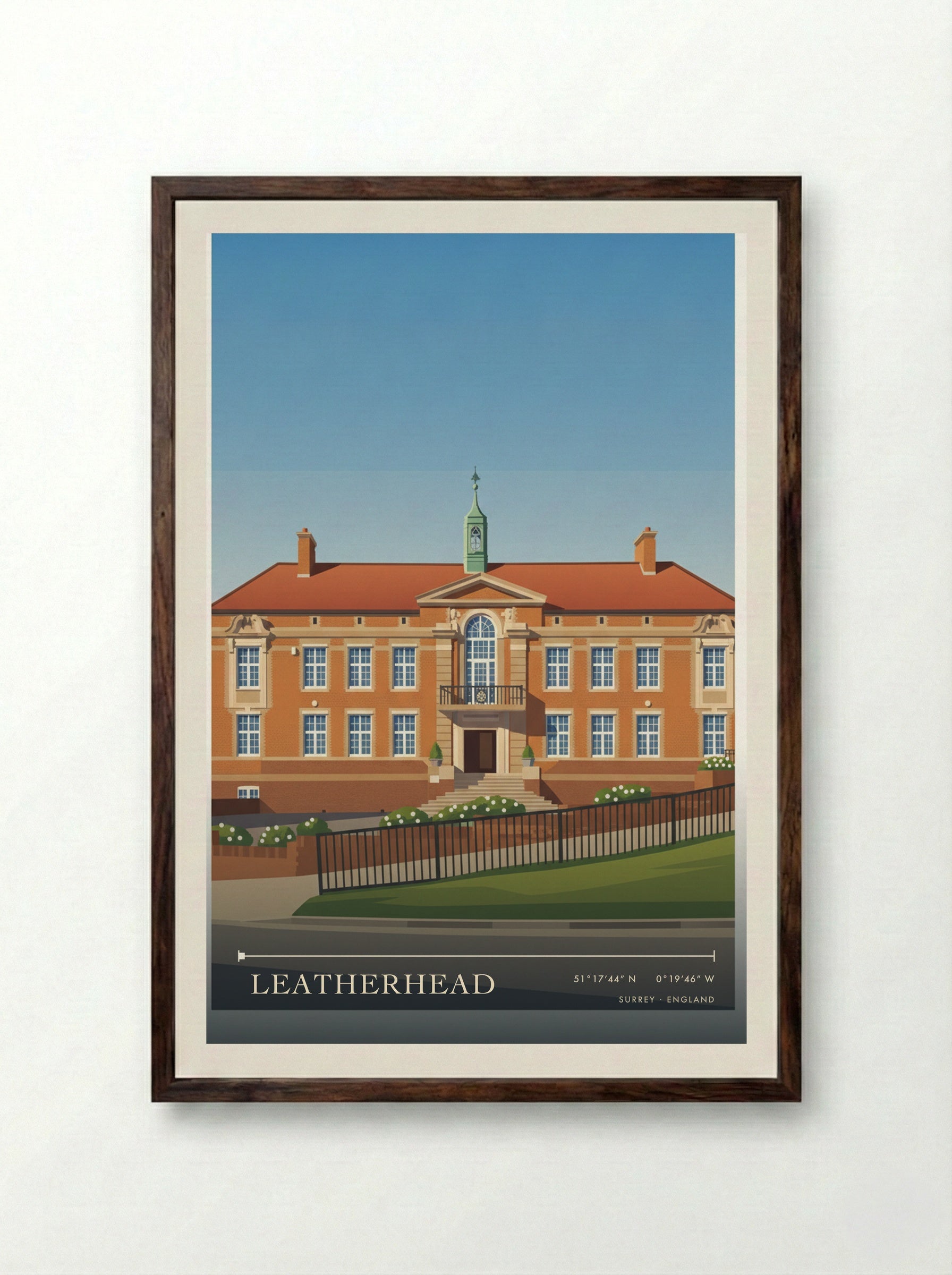 Leatherhead Surrey England Travel Poster - Framed Print Dark Wood
