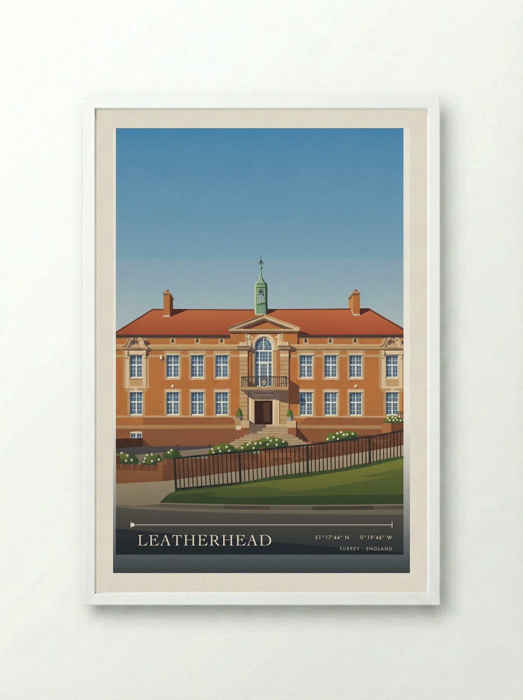 Leatherhead Surrey England Travel Poster - Framed Print White