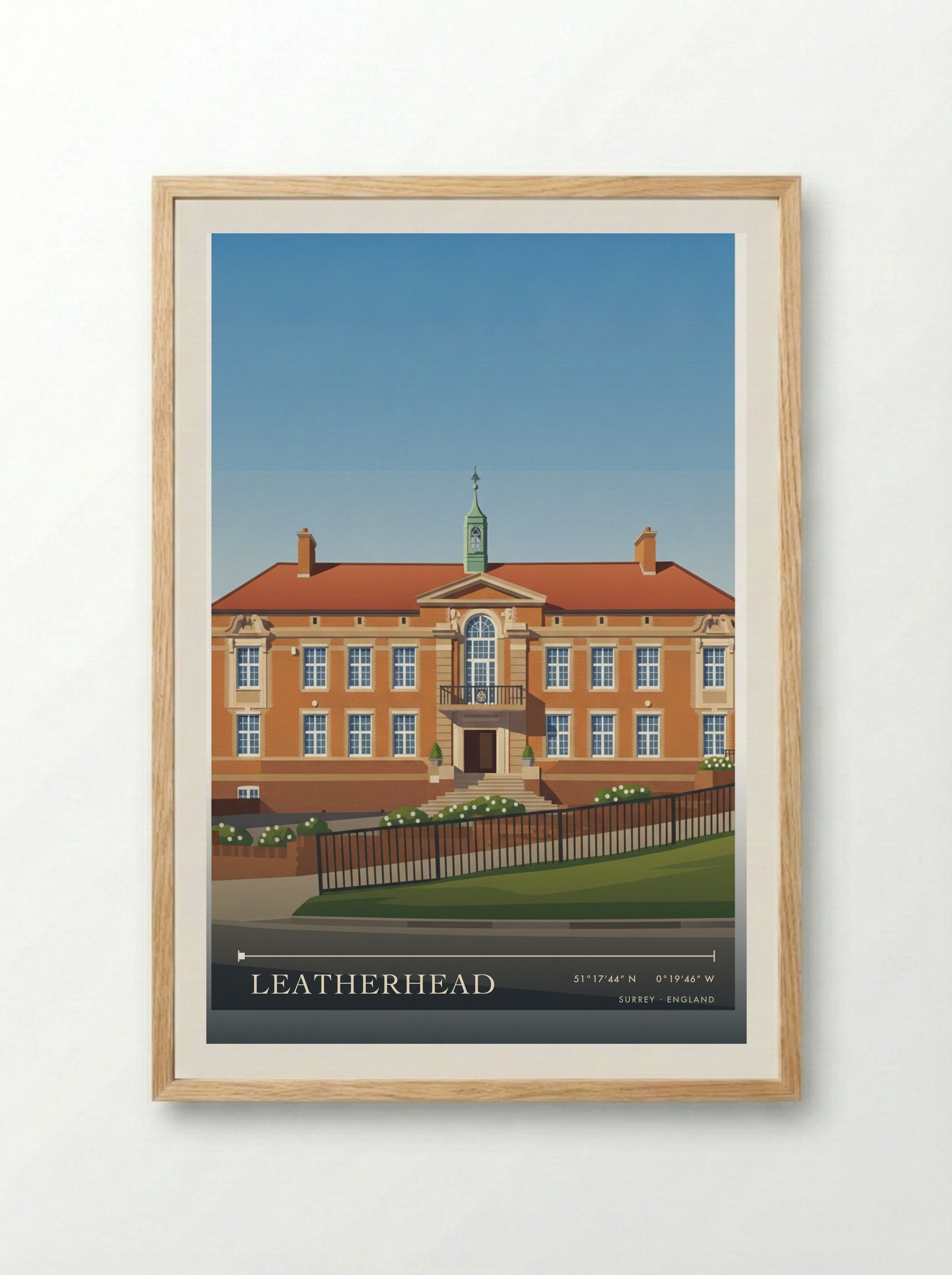 Leatherhead Surrey England Travel Poster - Framed Print Wood