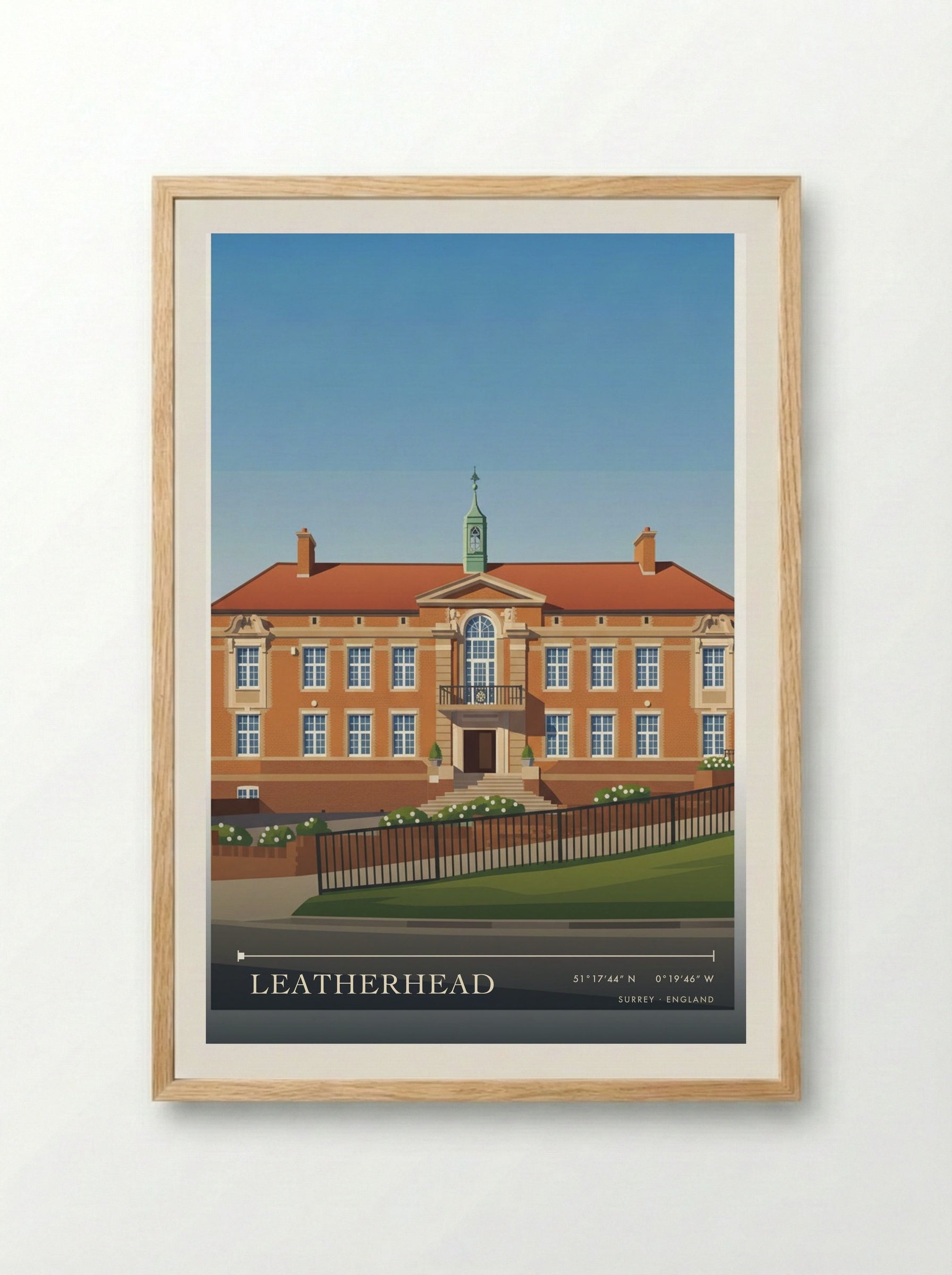 Leatherhead Surrey England Travel Poster - Framed Print Wood