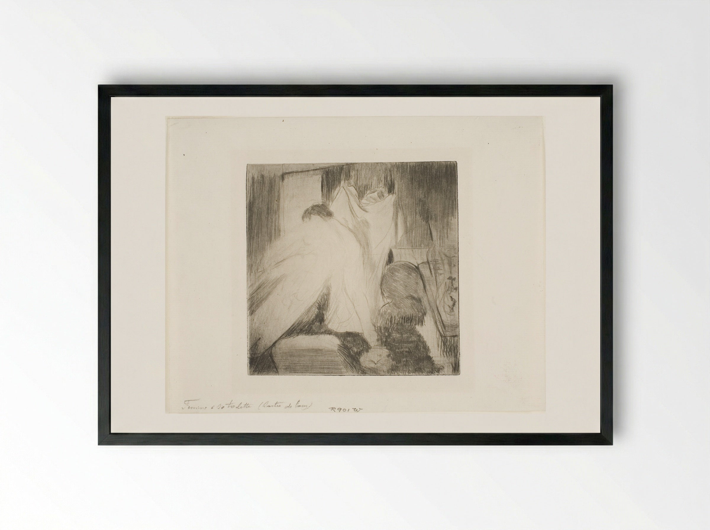 Leaving the Bath - Edgar Degas - Framed Print Black