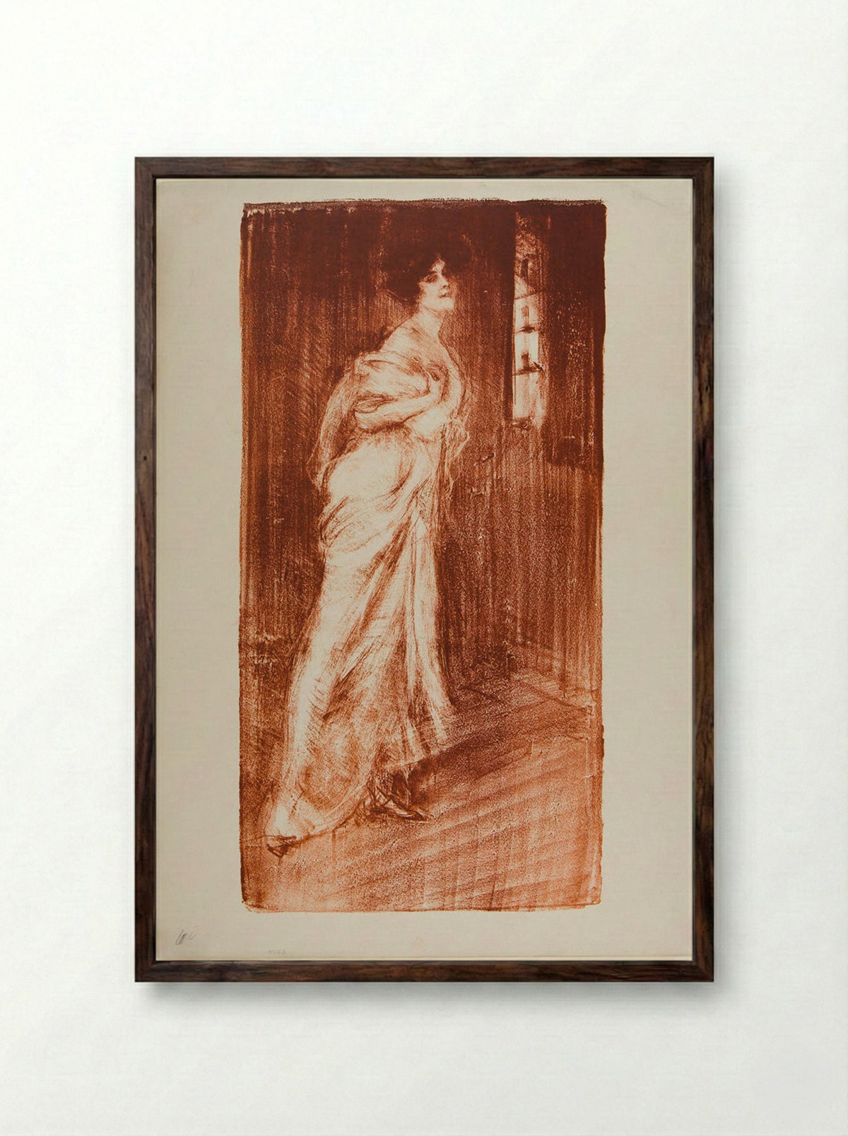 Leaving the Theater - Albert Belleroche - Framed Print Dark Wood