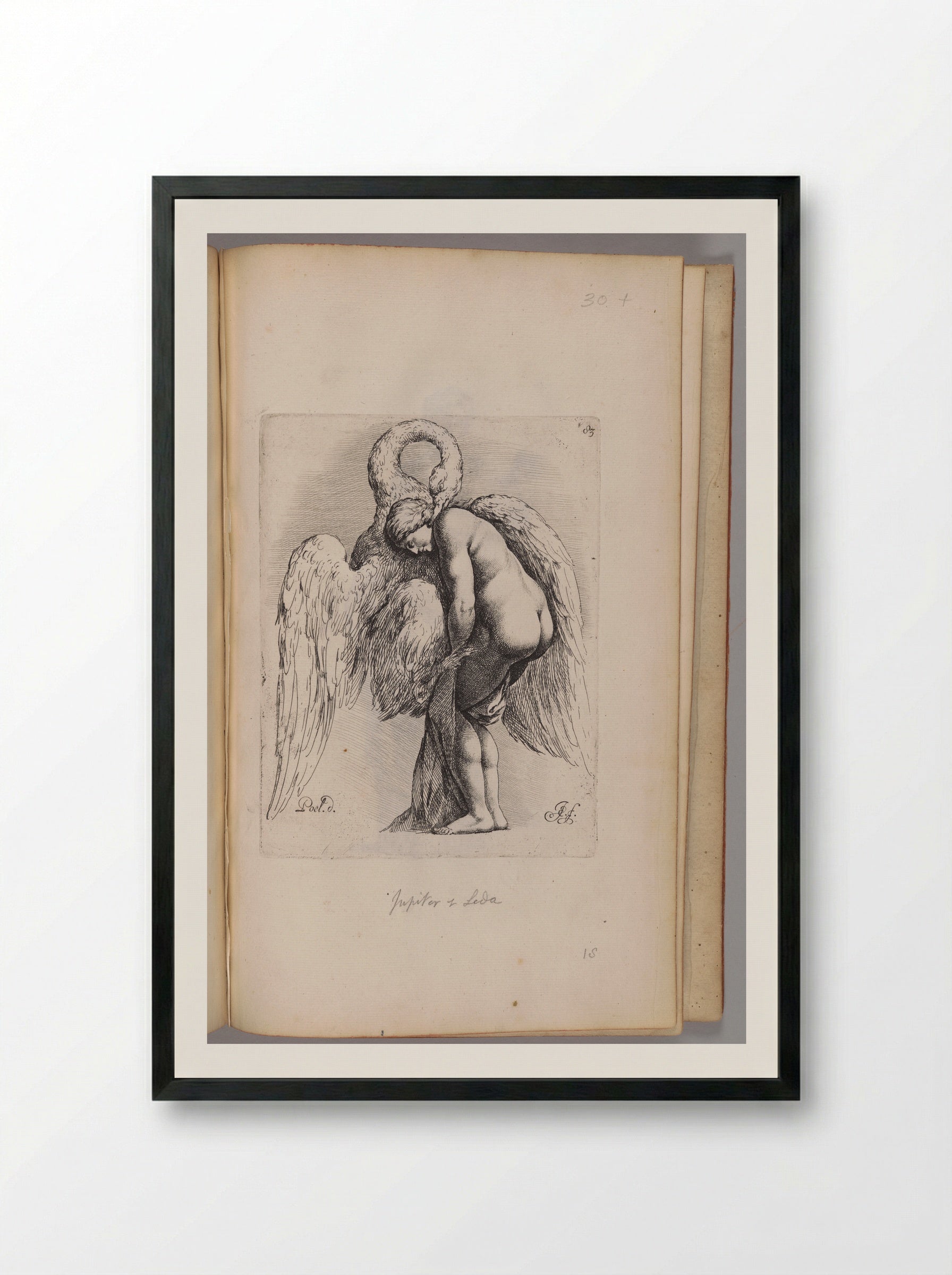 Leda and the Swan - Jan de Bisschop - Framed Print Black