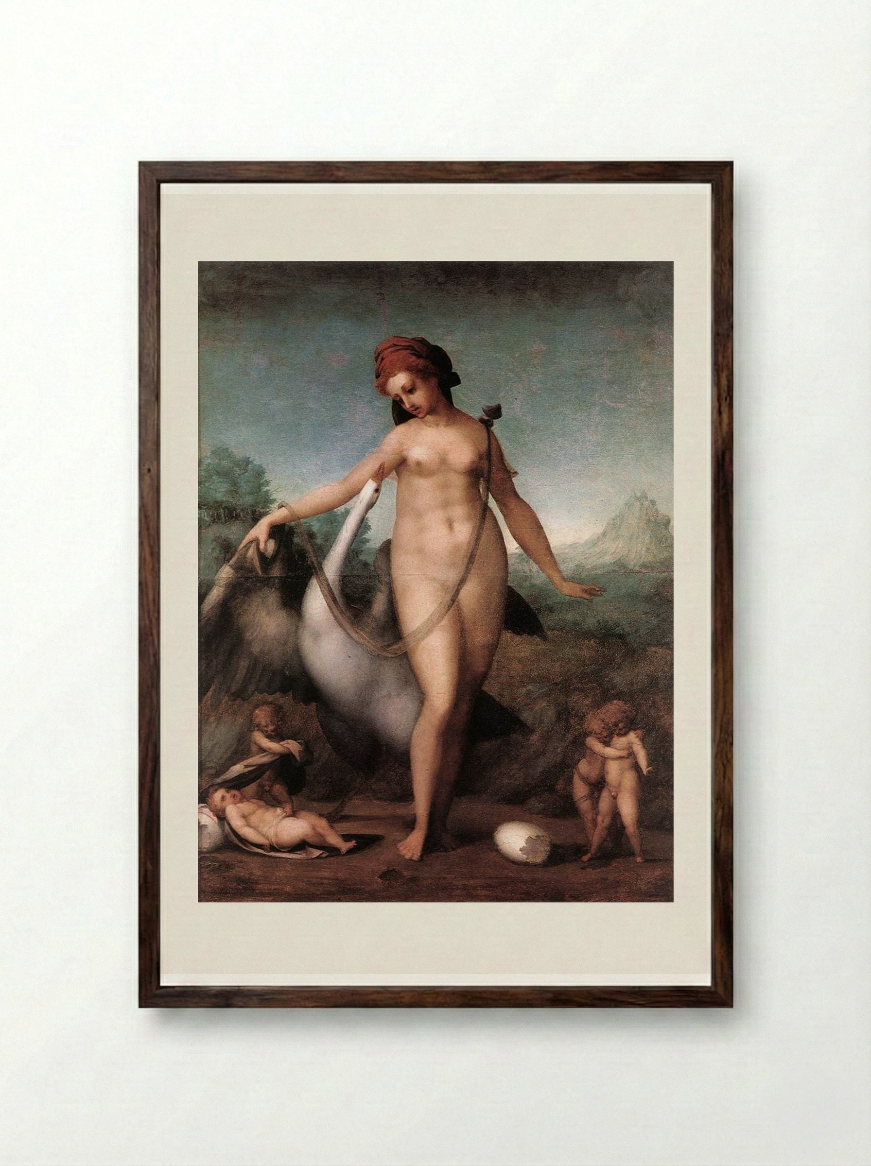 Leda and the Swan - Jacopo Pontormo - Framed Print Dark Wood