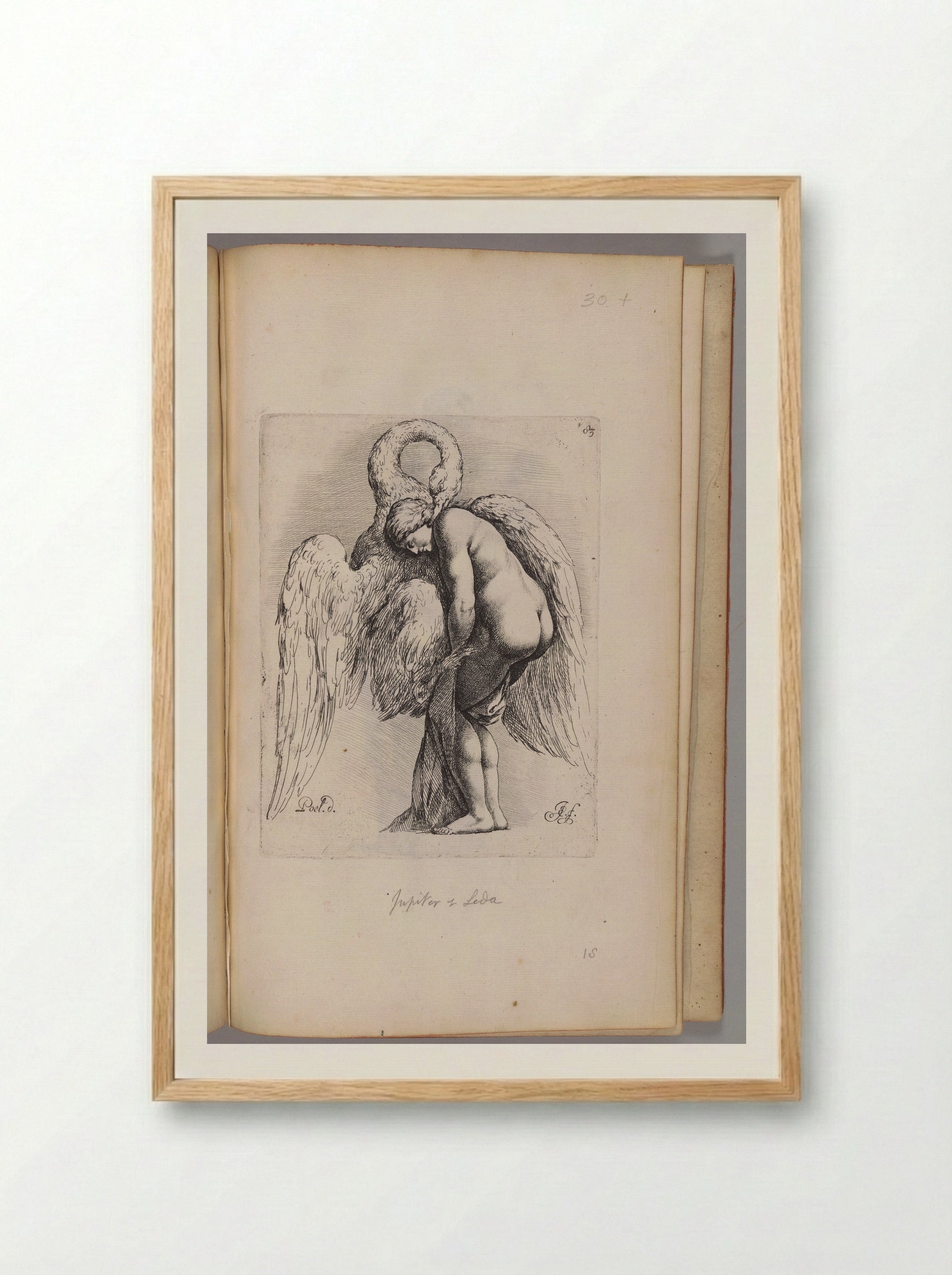 Leda and the Swan - Jan de Bisschop - Framed Print Wood