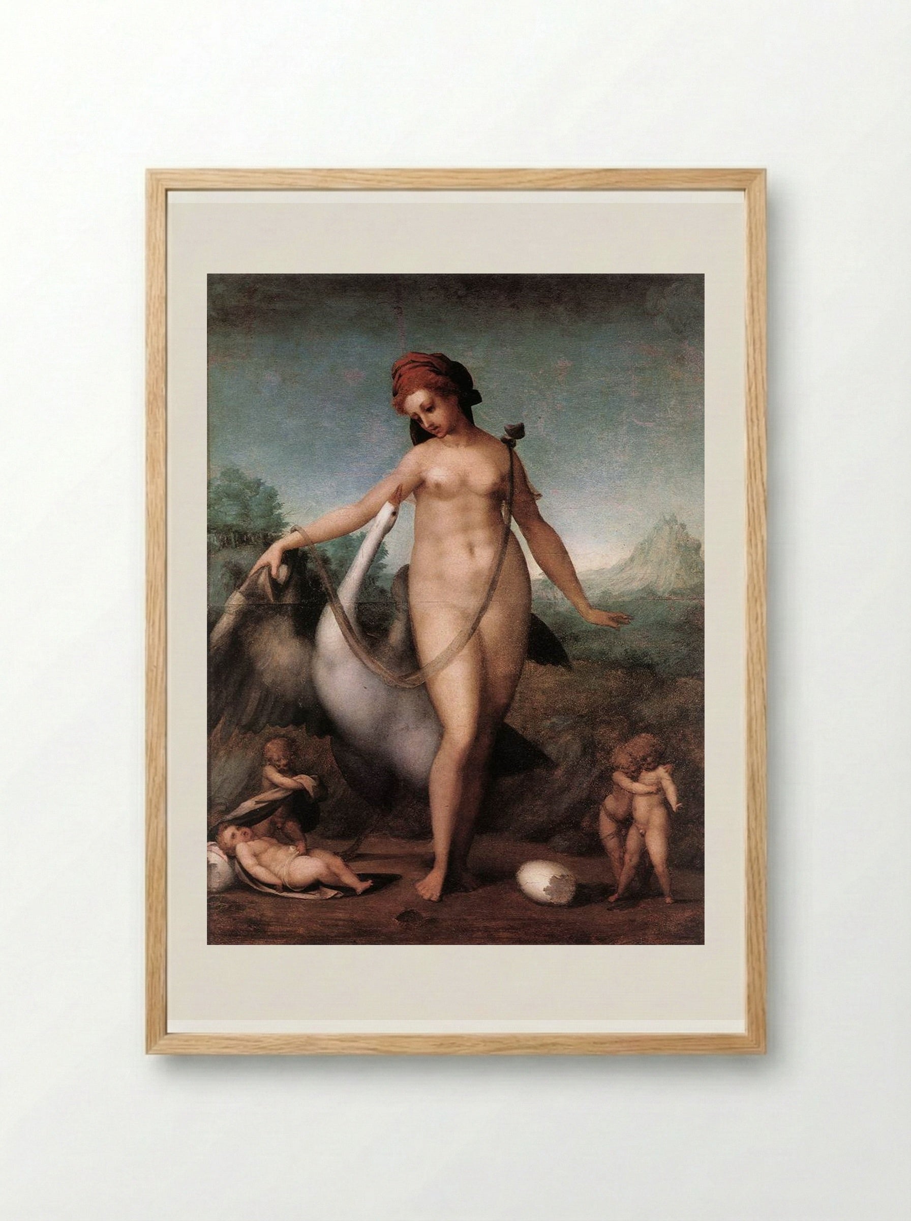 Leda and the Swan - Jacopo Pontormo - Framed Print Wood
