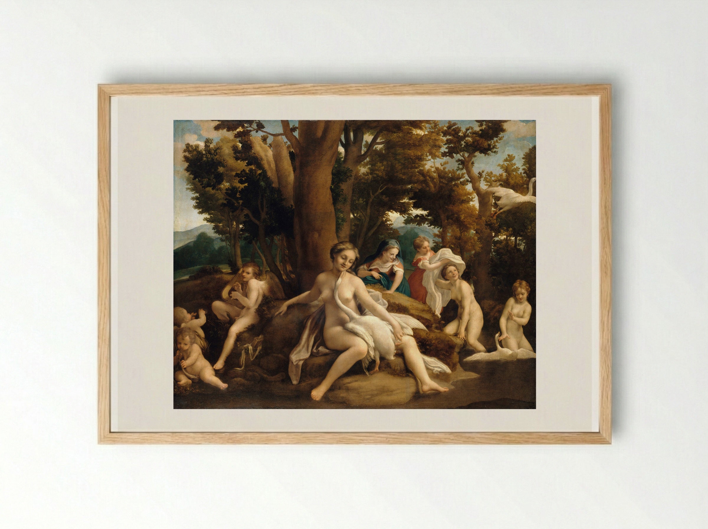 Leda and the Swan - Correggio - Framed Print Wood