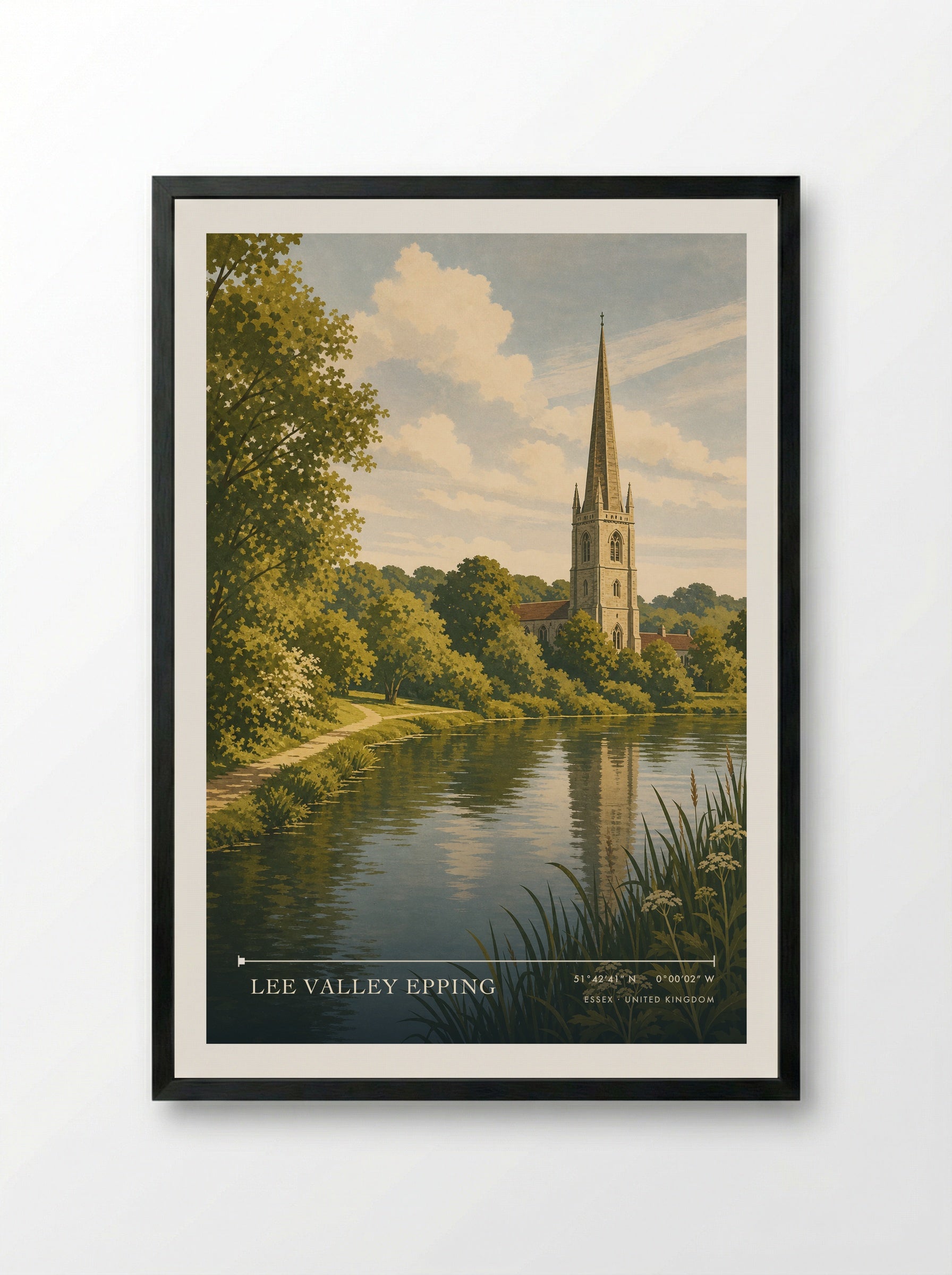 Lee Valley Epping Essex United Kingdom Travel Poster - Framed Print Black