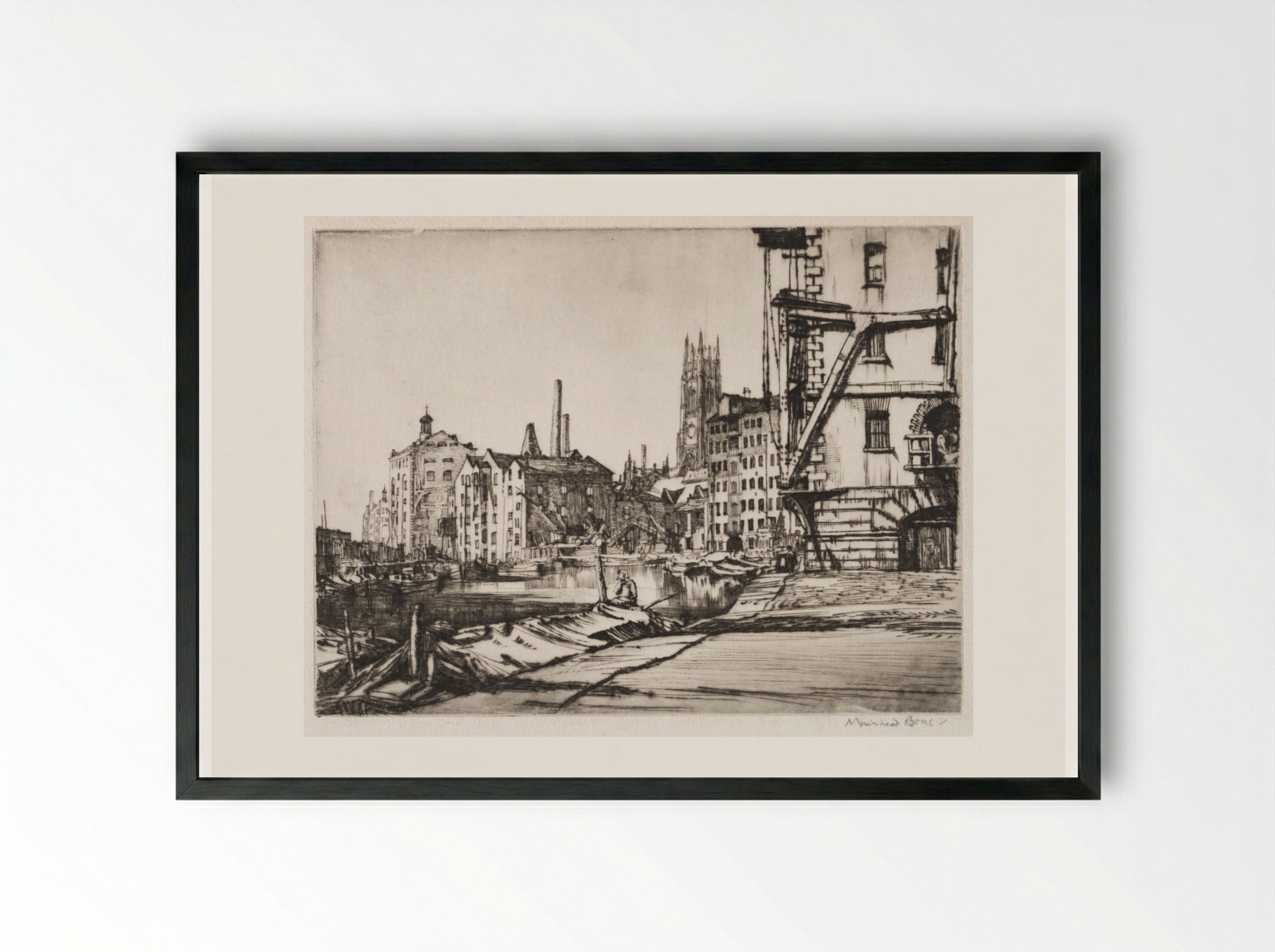Leeds Warehouses - Muirhead Bone - Framed Print Black