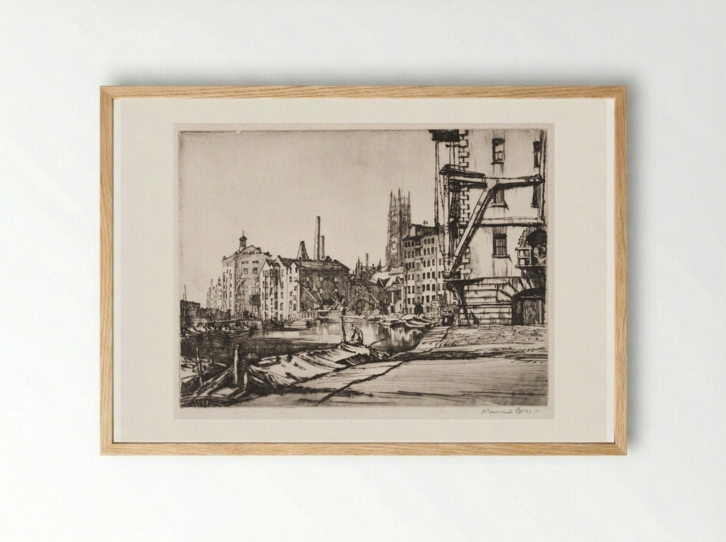Leeds Warehouses - Muirhead Bone - Framed Print Wood
