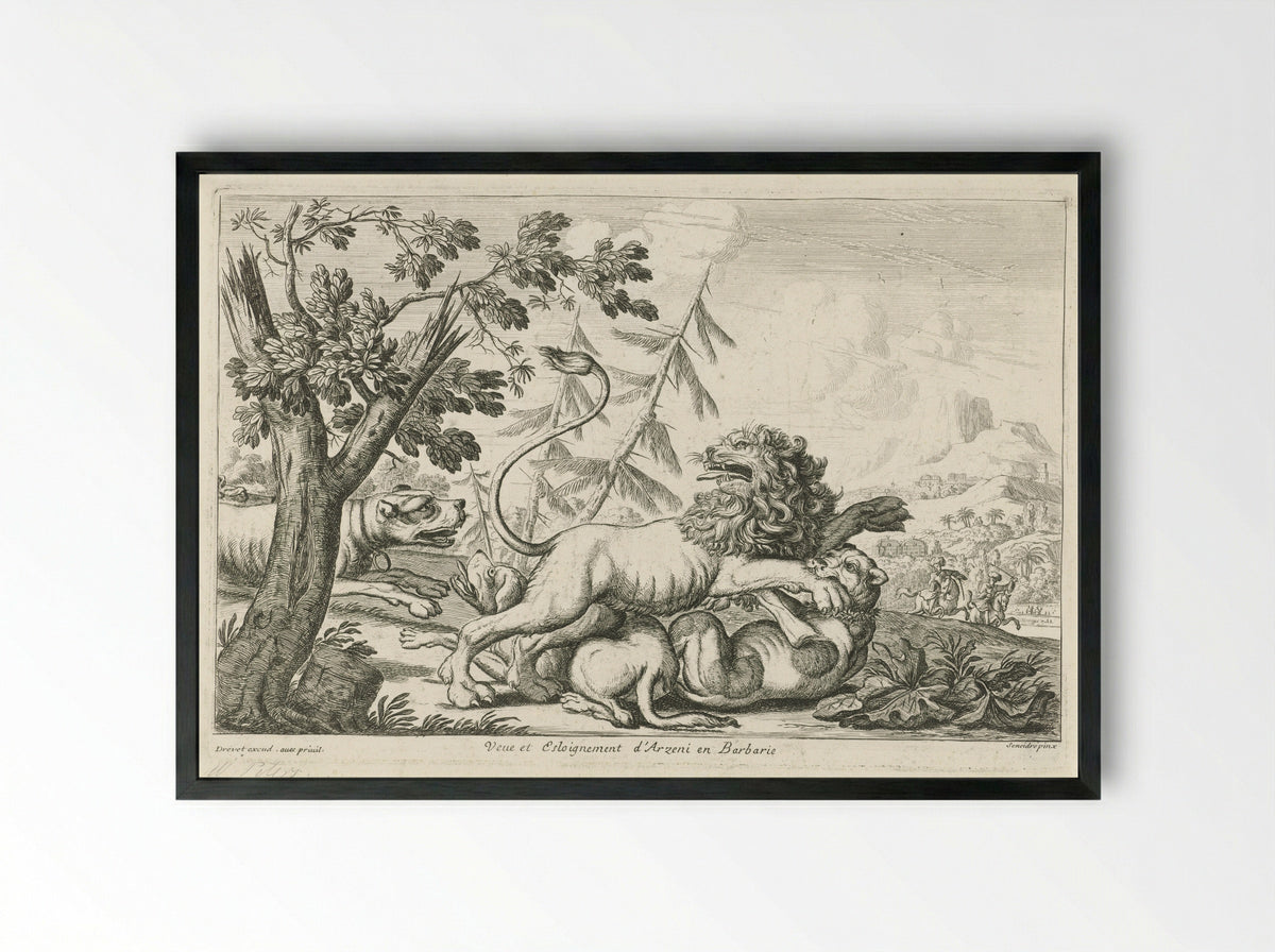 Leeuwenjacht (Lion Hunt) - Gillis Peeters (I) - Framed Print Black
