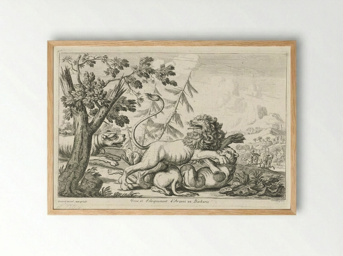 Leeuwenjacht (Lion Hunt) - Gillis Peeters (I) - Framed Print Wood