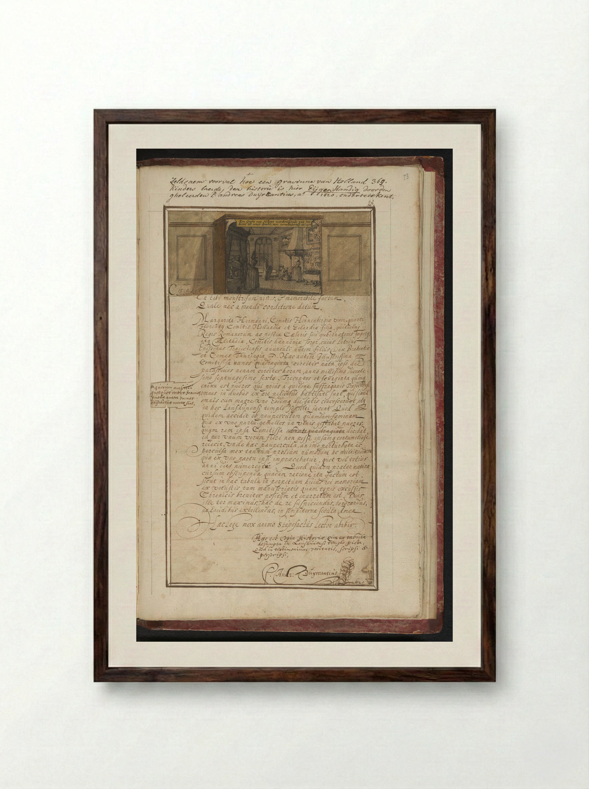 Legende van de gravin die 360 kinderen baarde in 1276 - Claes Jansz. Visscher (II) - Framed Print Dark Wood