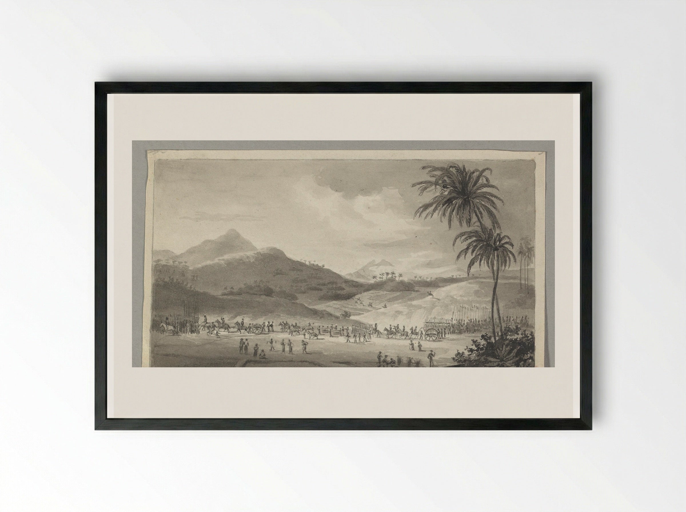 Legereenheid in de rijstvelden van Java - Johann Wilhelm Kaiser - Framed Print Black