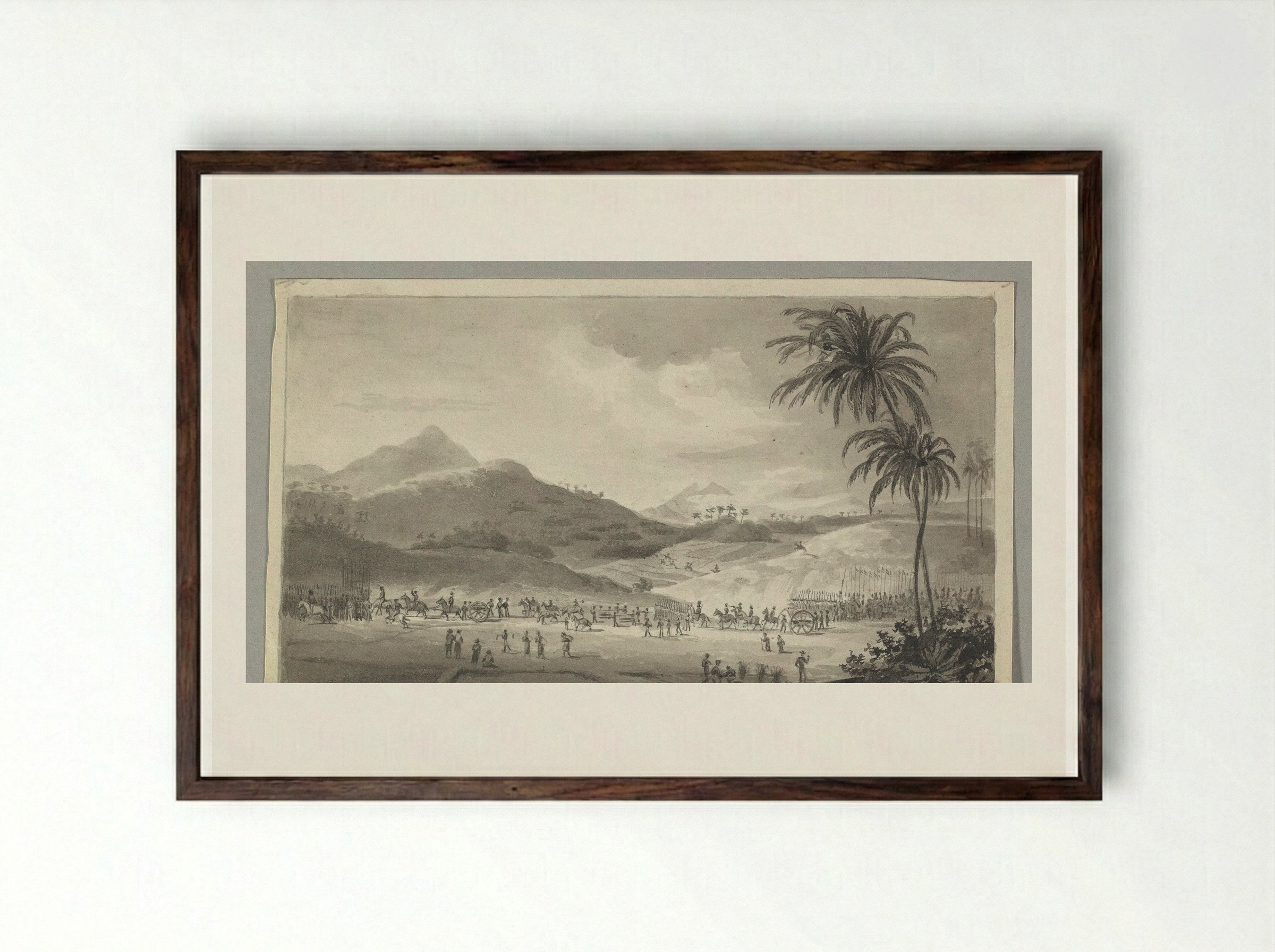 Legereenheid in de rijstvelden van Java - Johann Wilhelm Kaiser - Framed Print Dark Wood
