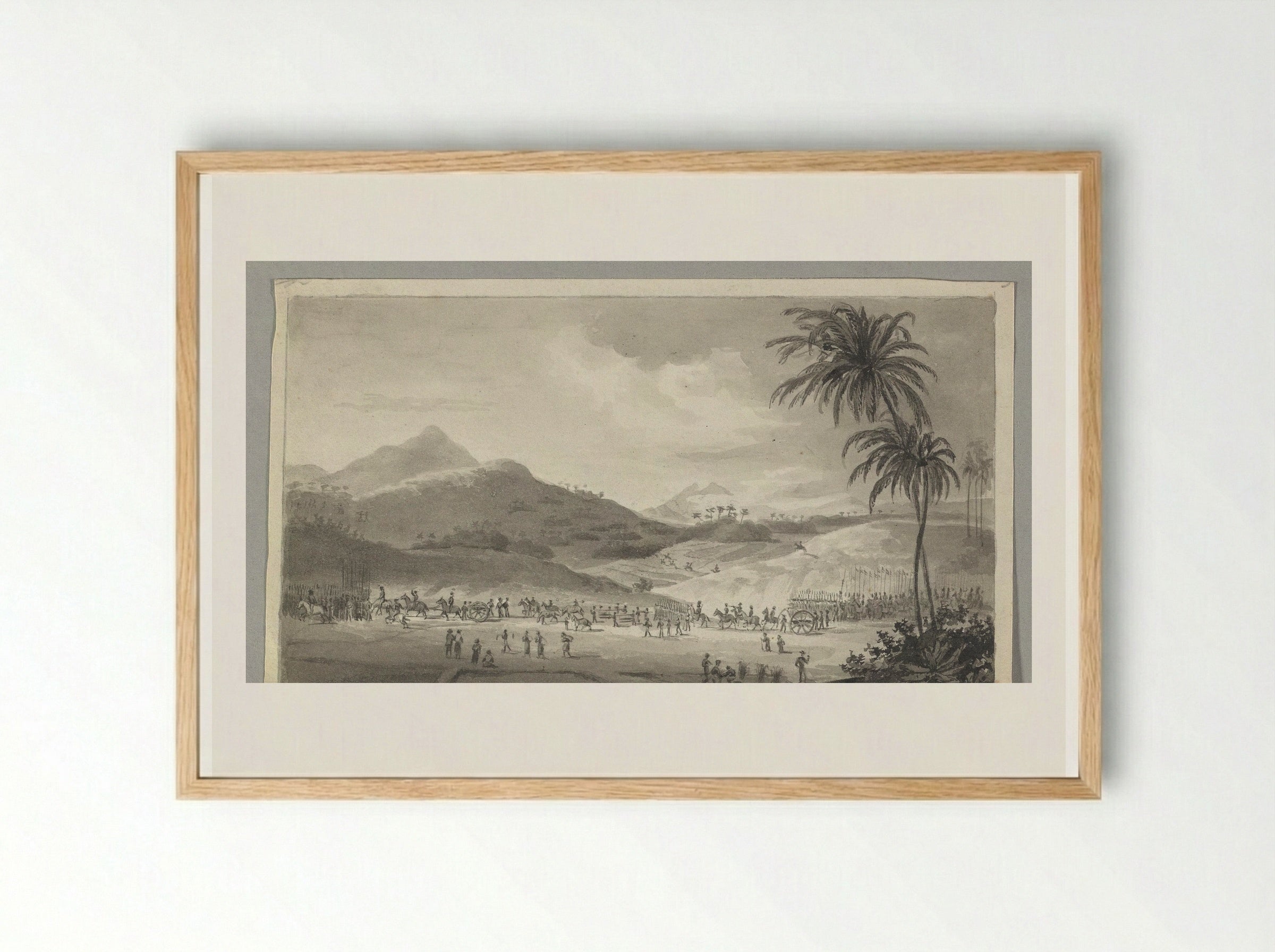 Legereenheid in de rijstvelden van Java - Johann Wilhelm Kaiser - Framed Print Wood
