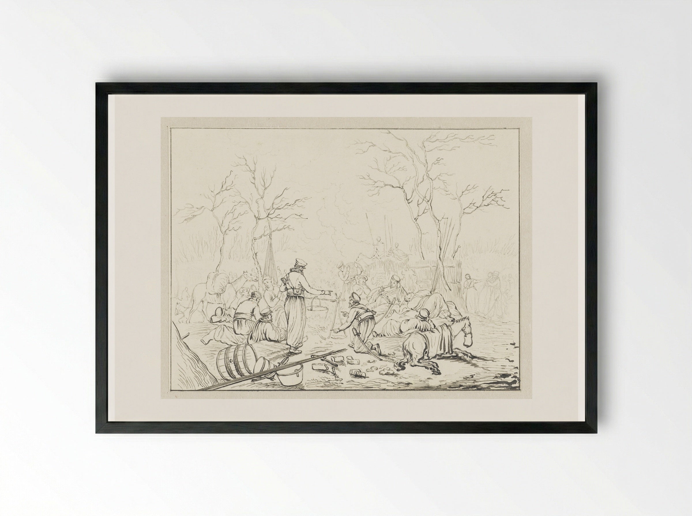 Legerkamp (Military Encampment) - Pieter Bartholomeusz. Barbiers - Framed Print Black