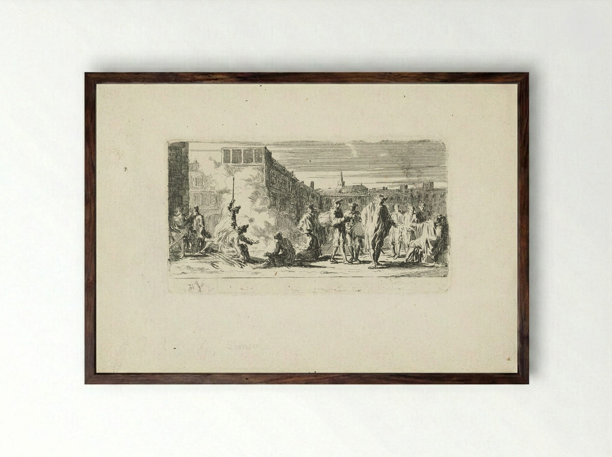 Legerplaats (Military Encampment) - Joseph Parrocel - Framed Print Dark Wood