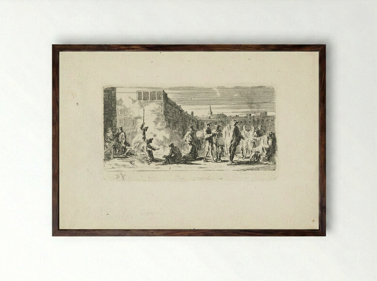 Legerplaats (Military Encampment) - Joseph Parrocel - Framed Print Dark Wood