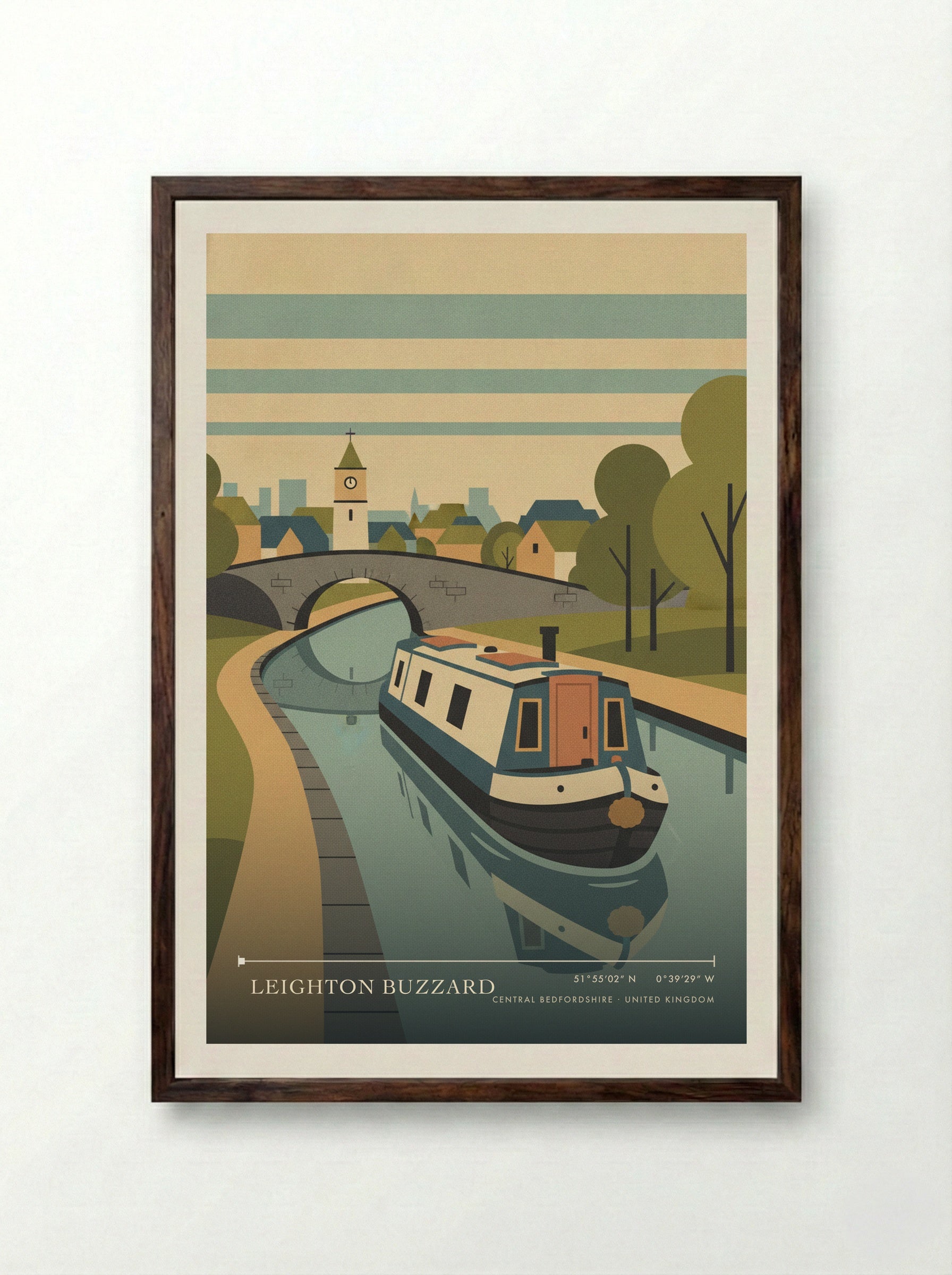 Leighton Buzzard Central Bedfordshire United Kingdom Travel Poster - Framed Print Dark Wood