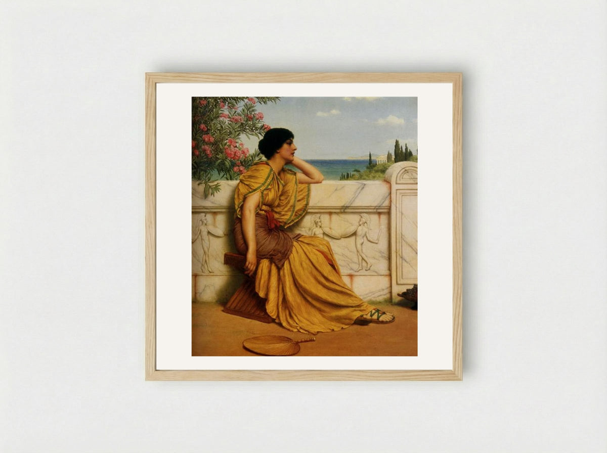 Leisure Hours - John William Godward - Framed Print Wood