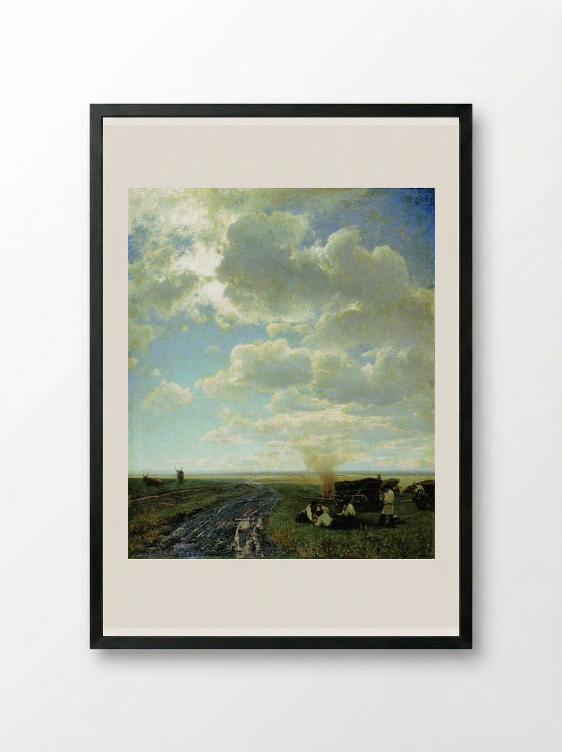 Leisure at the steppe - Volodymyr Orlovsky - Framed Print Black