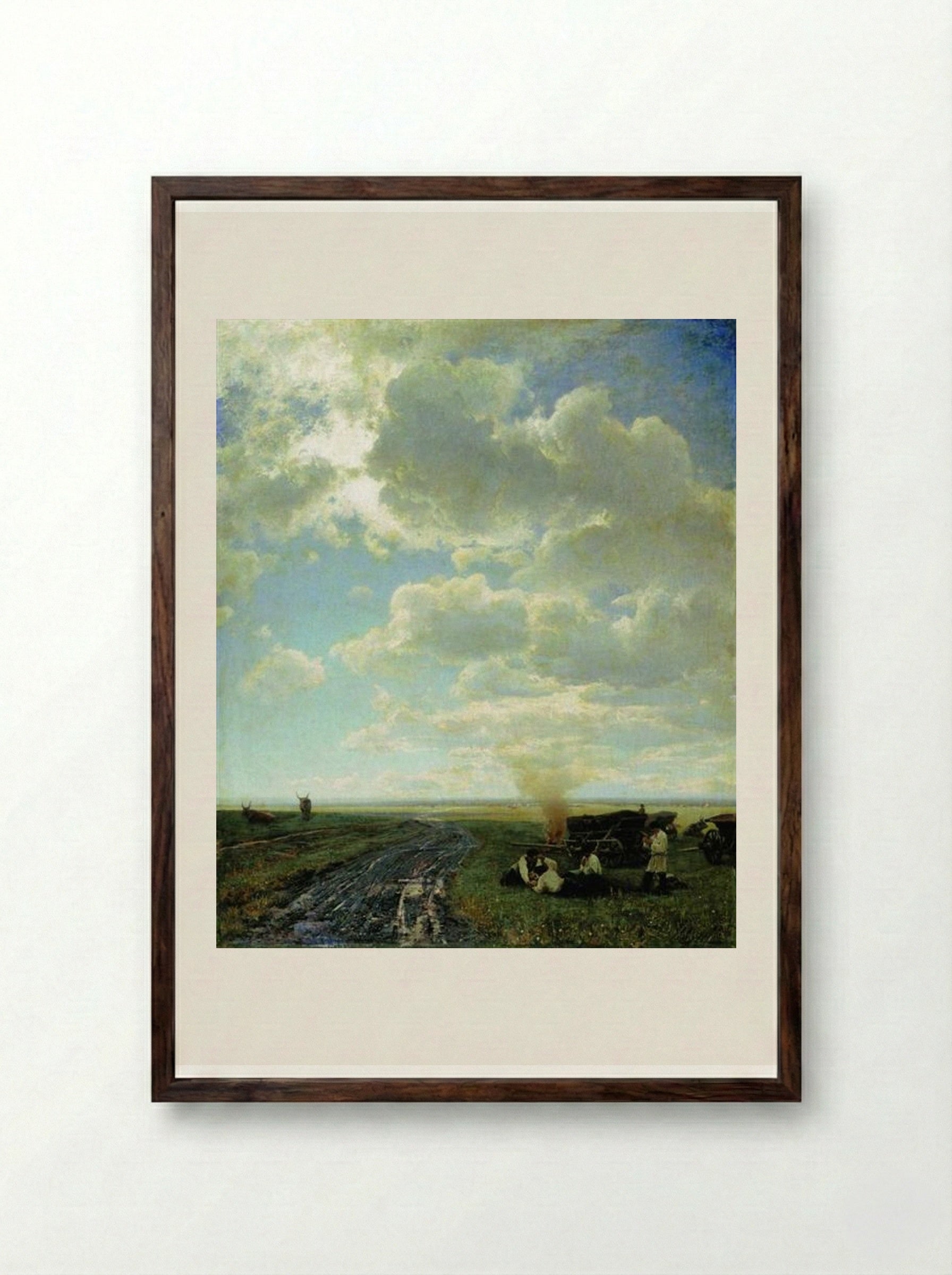Leisure at the steppe - Volodymyr Orlovsky - Framed Print Dark Wood