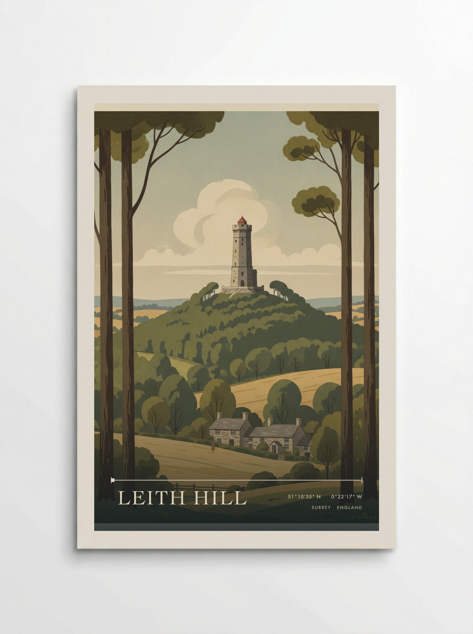 Leith Hill Surrey England Travel Poster - Poster