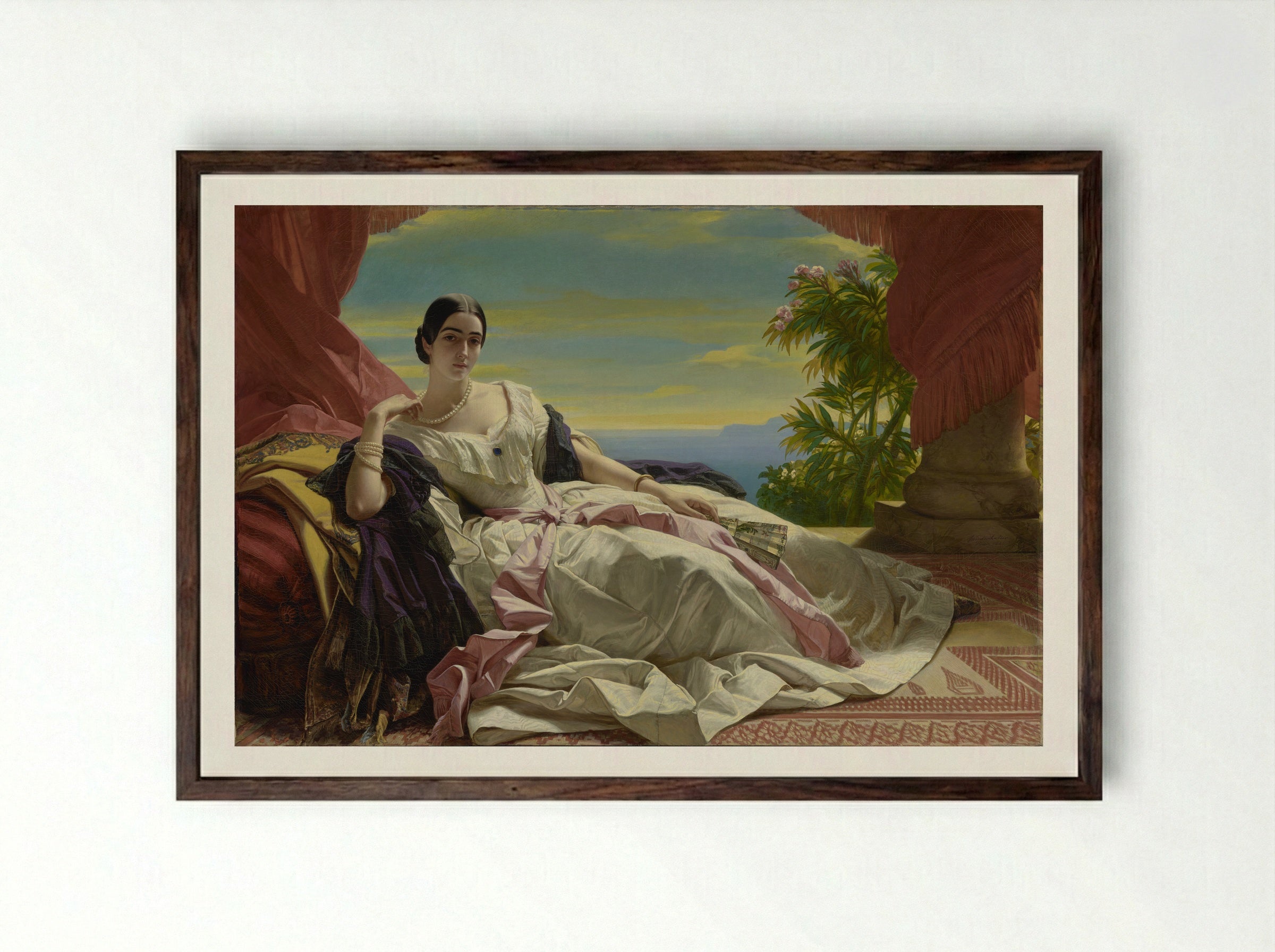 Leonilla, Princess of Sayn-Wittgenstein-Sayn - Franz Xaver Winterhalter - Framed Print Dark Wood