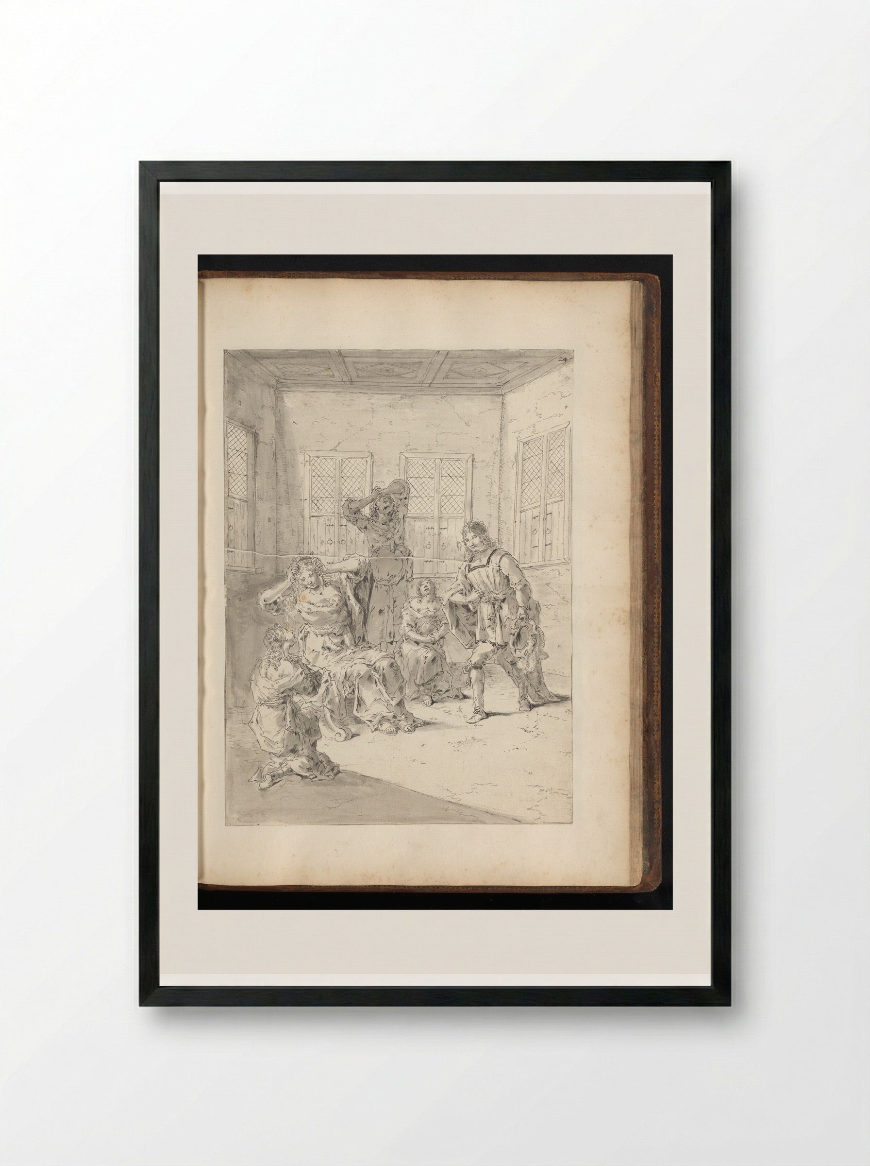 Leonnatus Consoling the Family of Darius III - Leonaert Bramer - Framed Print Black
