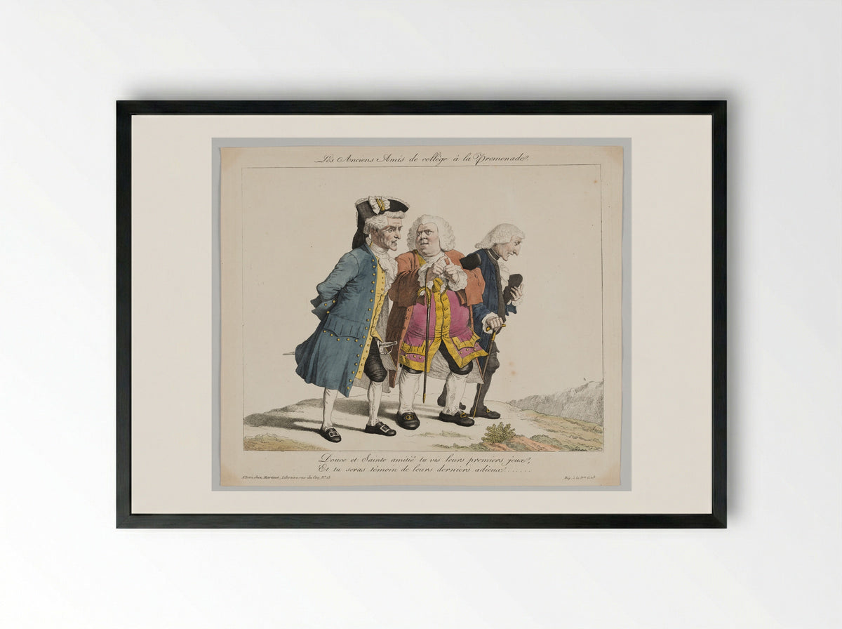 Les Anciens Amis de collège à la Promenade - Pierre-Alexandre Wille - Framed Print Black