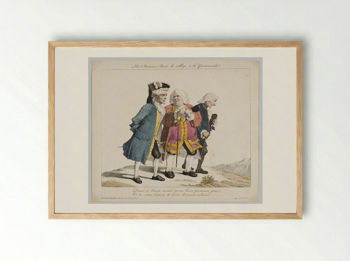 Les Anciens Amis de collège à la Promenade - Pierre-Alexandre Wille - Framed Print Wood